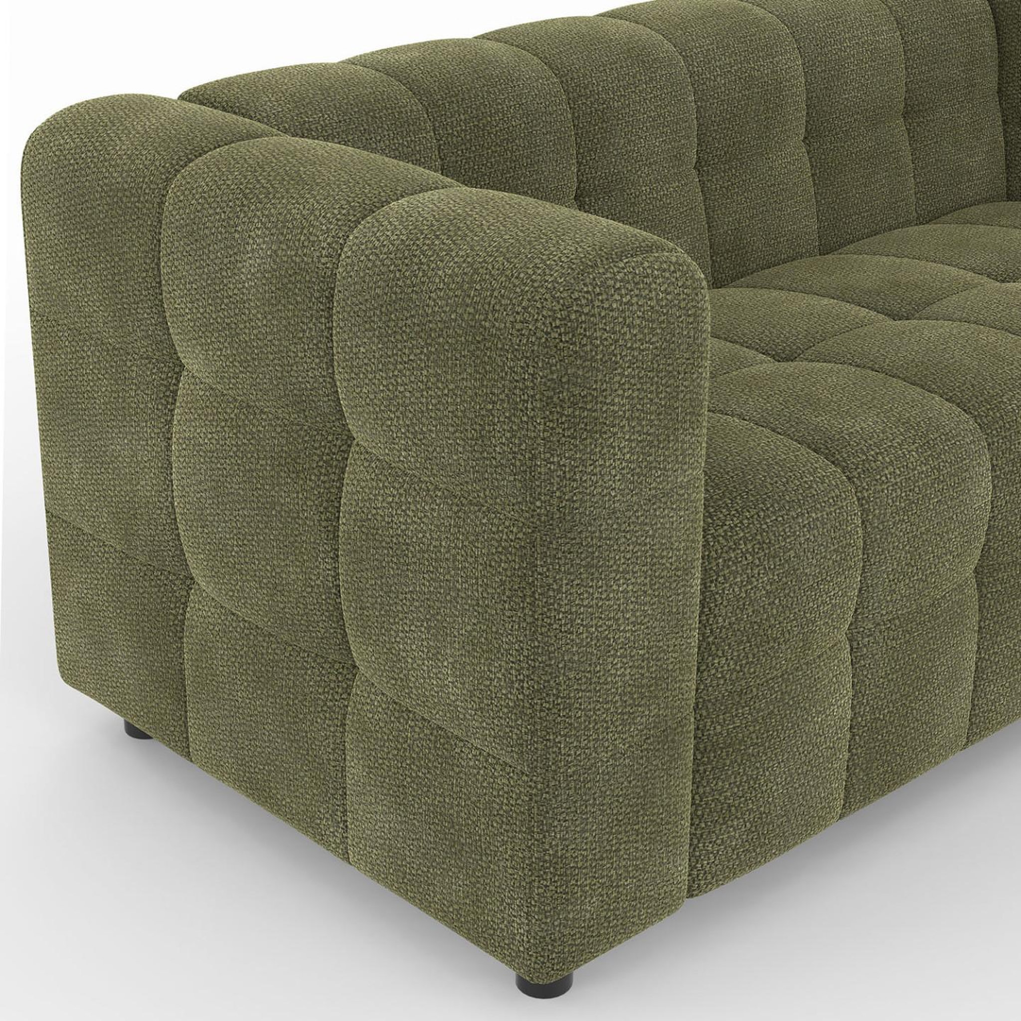 Voir la diapositive 5 : ID MARKET Canapé droit 2 places capitonné amance en tissu chenille vert kaki