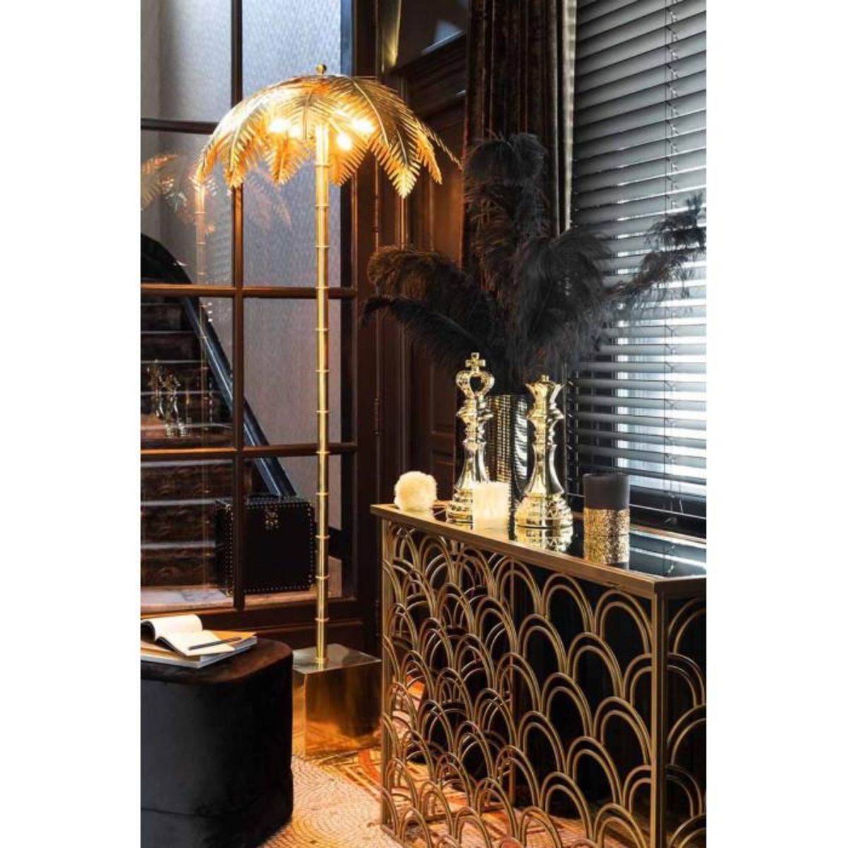 Paris Prix Lampadaire Design  Feuille de Coco  133cm Or