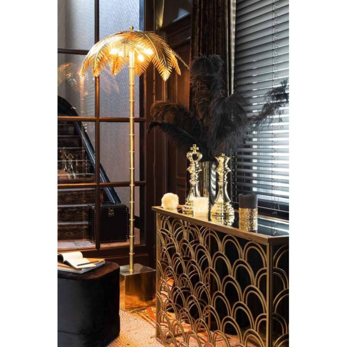 Paris Prix Lampadaire Design  Feuille de Coco  133cm Or