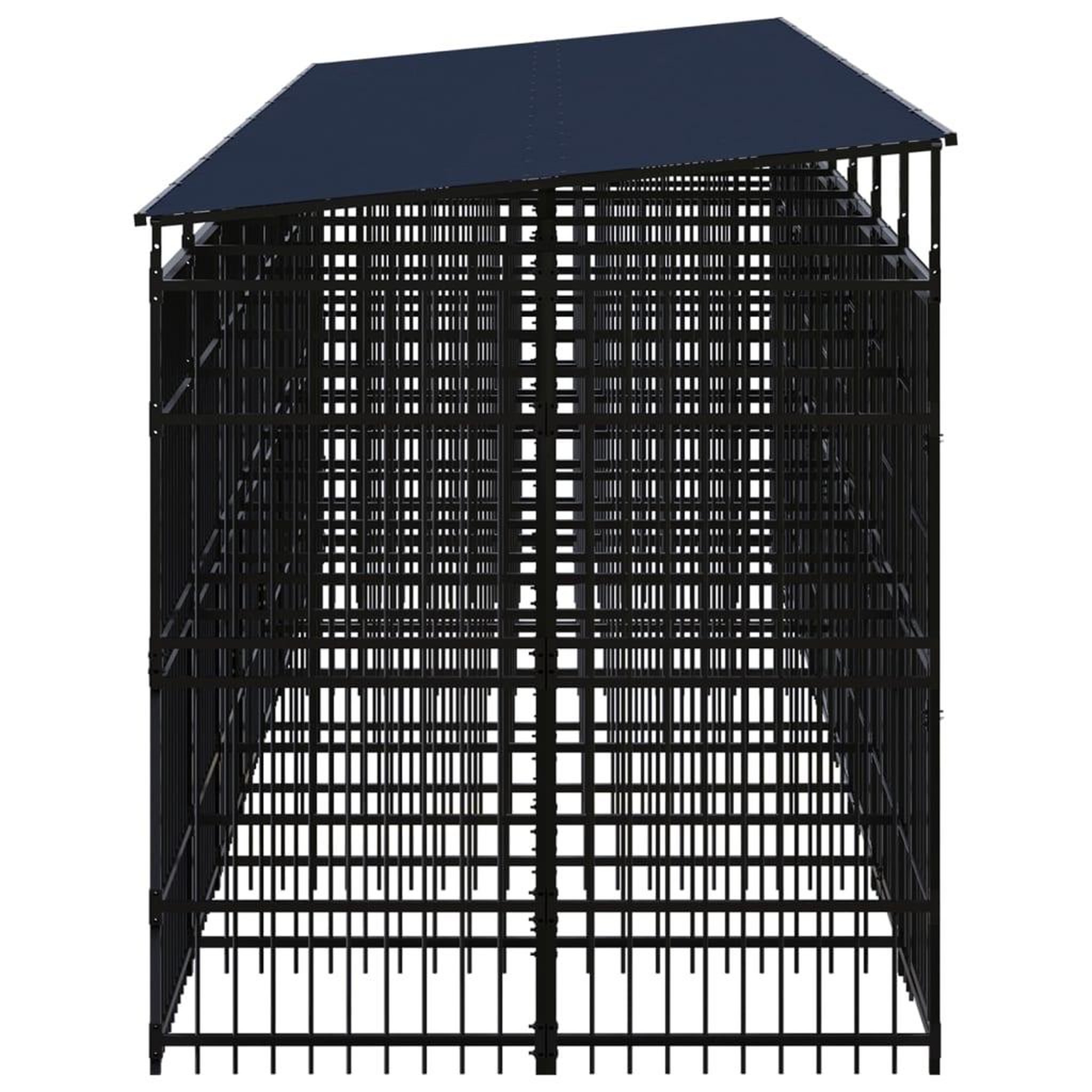 Voir la diapositive 3 : VIDAXL Chenil d'exterieur avec toit pour chiens Acier 14,75 m²