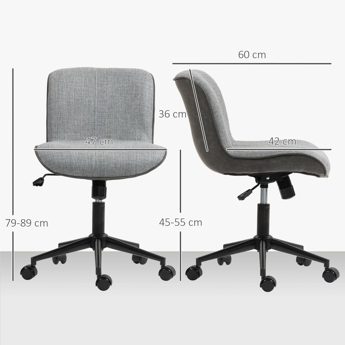 HOMCOM Chaise de bureau tissu grand confort réglable fonction à bascule gris
