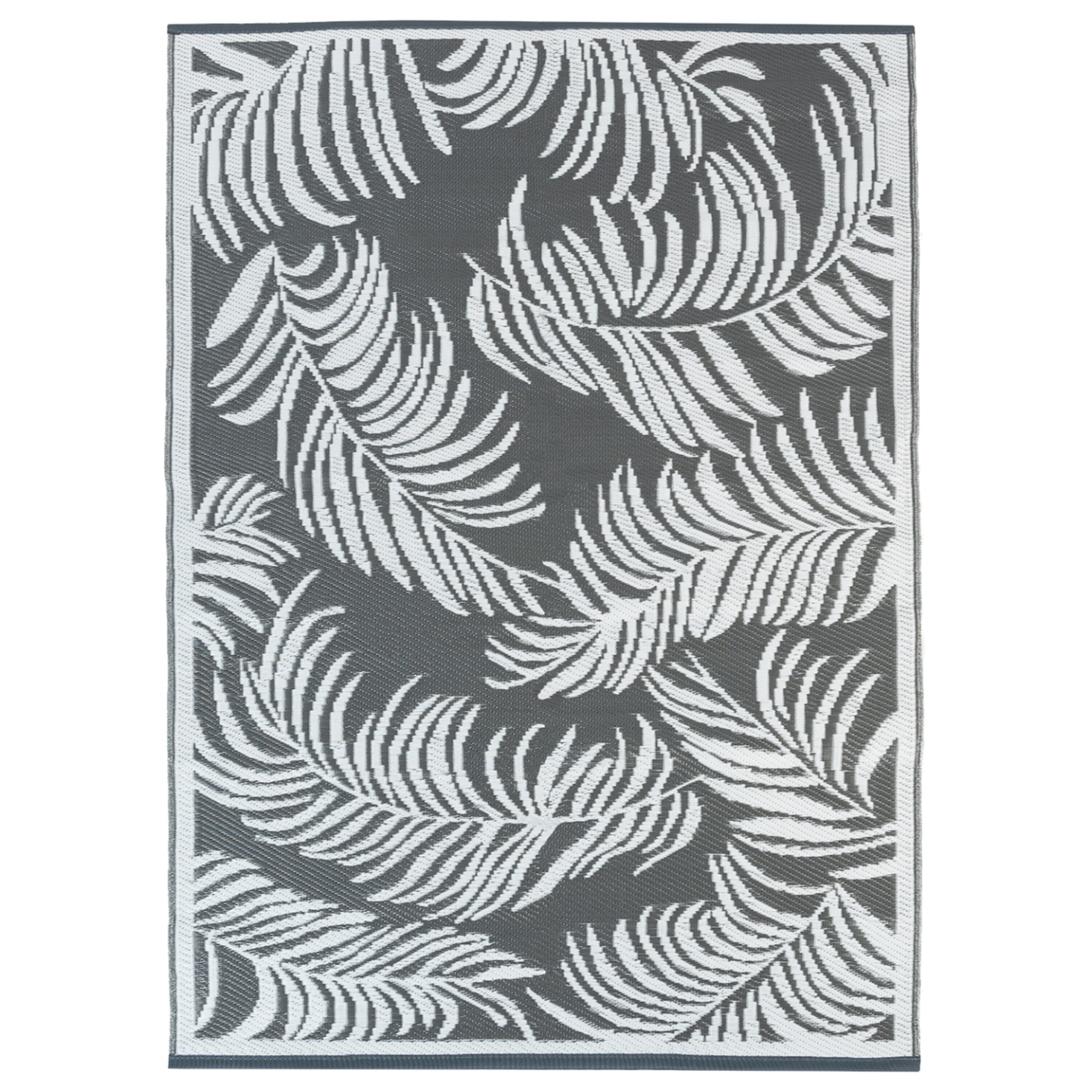 ID MARKET Tapis extérieur COCO tropical gris et blanc 180 x 280 CM