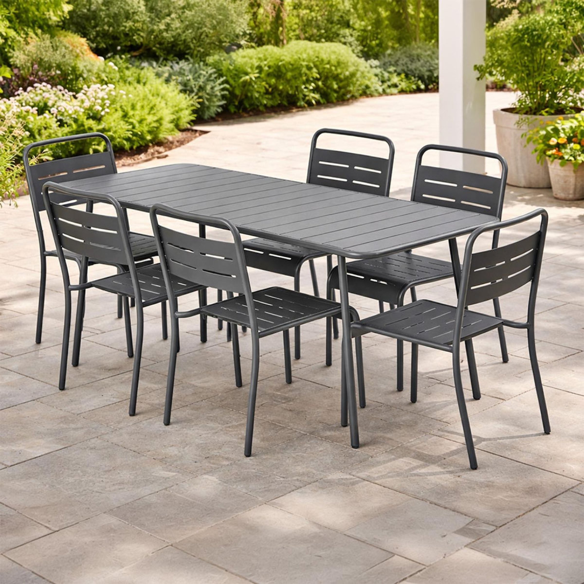 CONCEPT USINE Ensemble table de jardin 160 cm et 6 chaises BERGAME