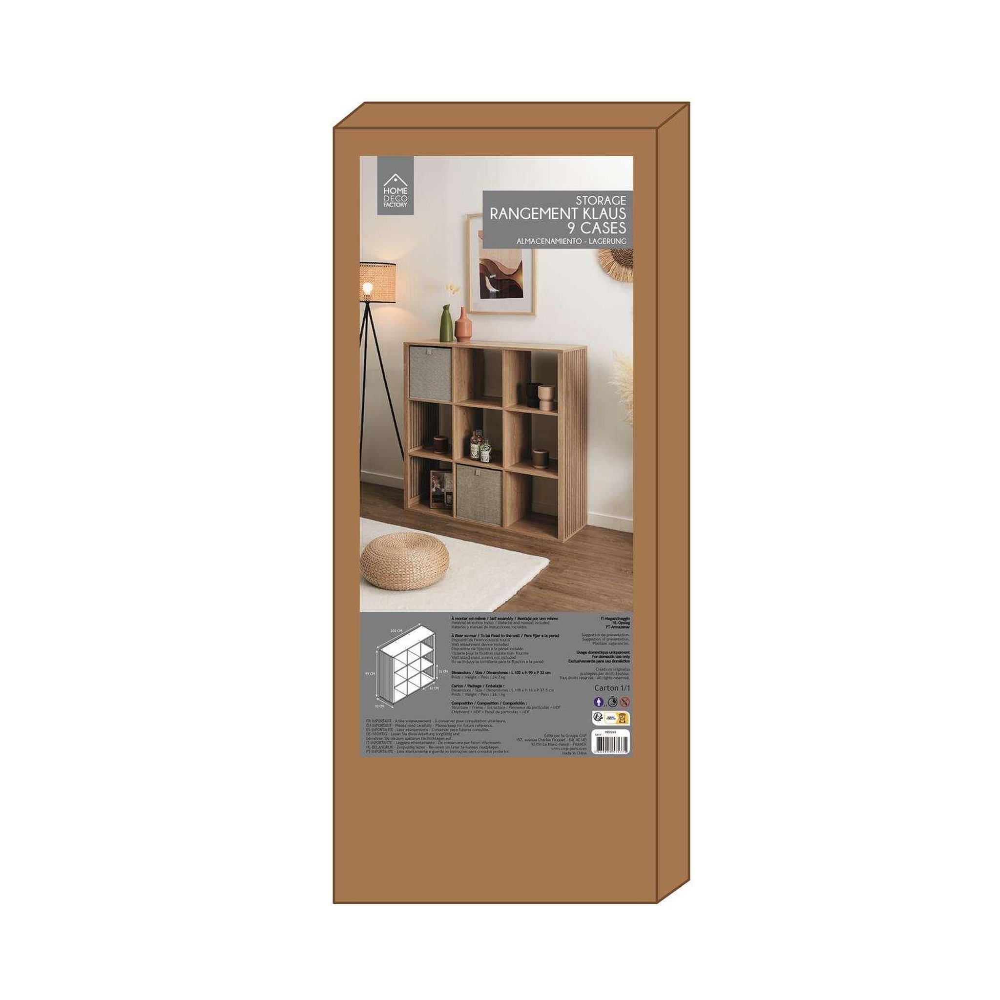 Voir la diapositive 6 : The Home Deco Factory Etagère de rangement 9 cases saulk en bois - marron