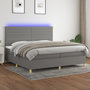 Voir la diapositive 1 : VIDAXL Sommier a lattes de lit et matelas et LED Gris fonce 200x200 cm
