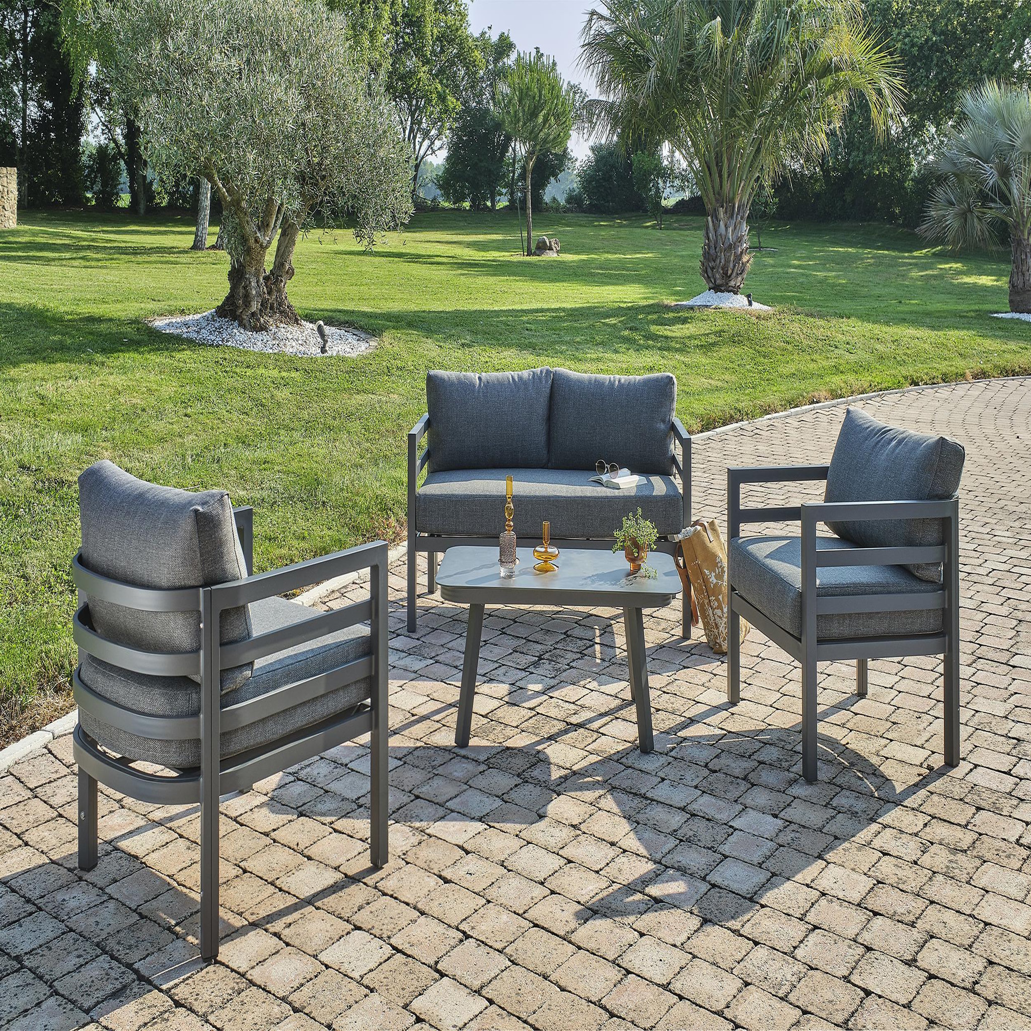 Voir la diapositive 2 : DCB GARDEN Salon de jardin 4 places en aluminium