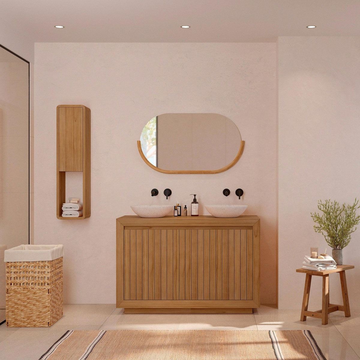 Rendez vous déco Meuble de salle de bain en bois de teck 120 cm-Pernelle