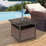 Voir la diapositive 2 : OUTSUNNY Table basse pied de parasol 2 en 1 résine tressée imitation rotin métal époxy chocolat