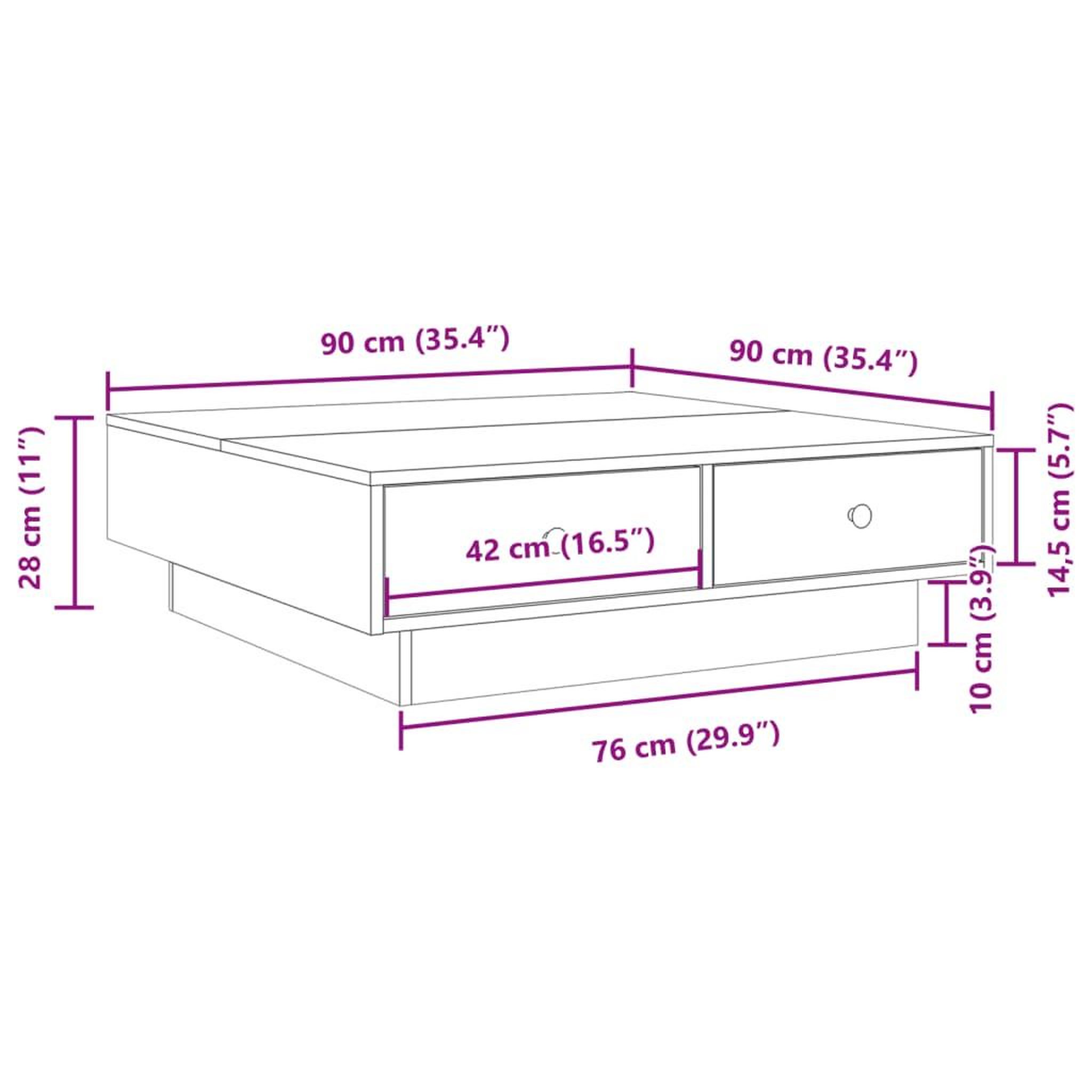 Voir la diapositive 6 : VIDAXL Table basse Noir 90x90x28 cm Agglomere