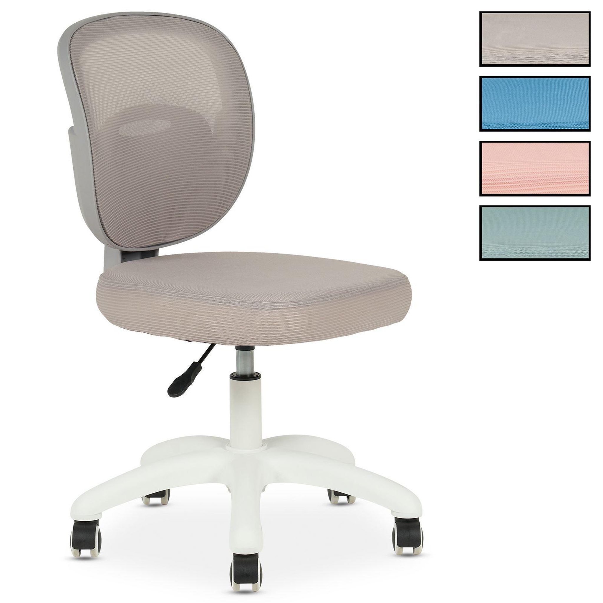 IDIMEX Chaise de bureau enfant MAYLA réglable en tissu mesh. Coloris disponibles : Bleu, Rose, Gris, Vert