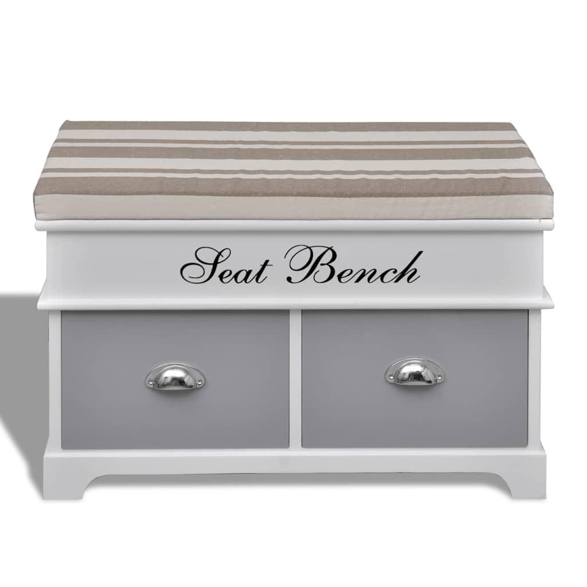 Voir la diapositive 4 : VIDAXL Banc d'entree et de rangement avec coussin gris 2 tiroirs Blanc