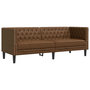 Voir la diapositive 2 : VIDAXL Canape a 3 places Chesterfield marron similicuir daim