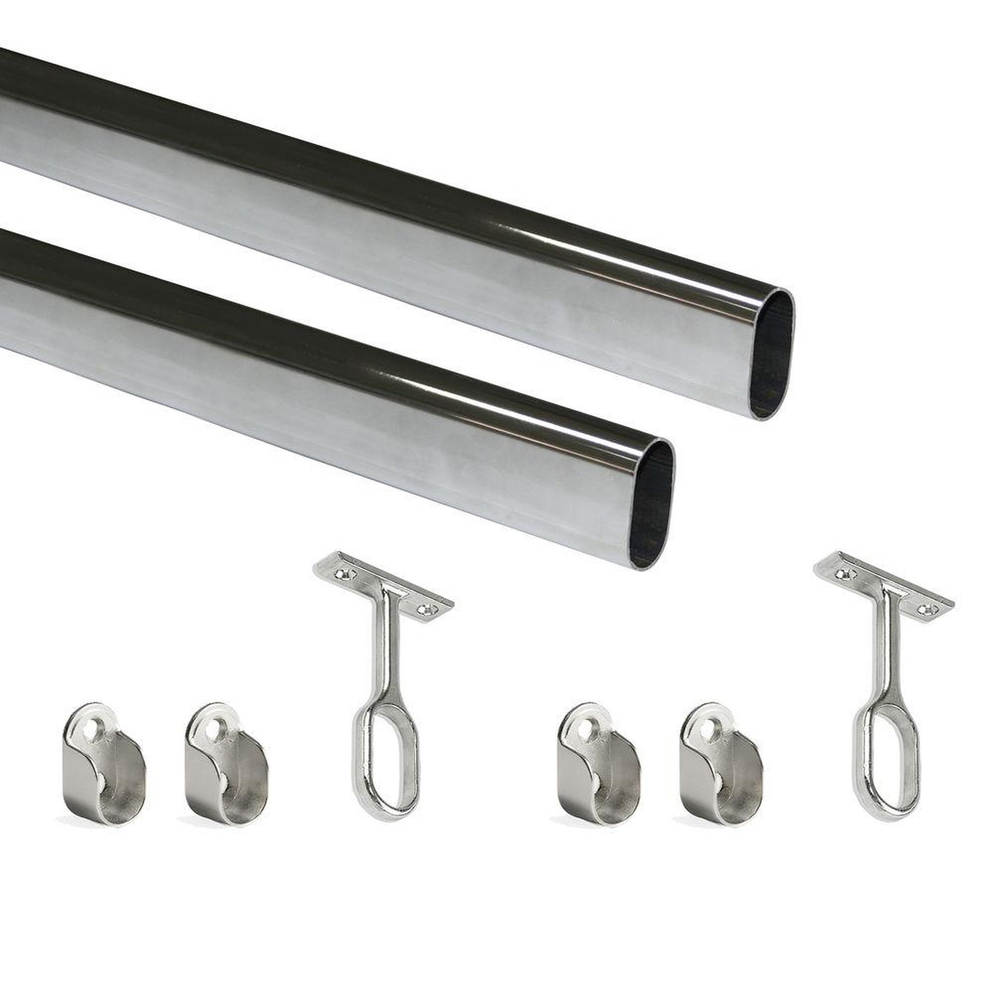 EMUCA SRL Kit tube de penderie 30x15 mm acier, L 1150 mm, Chromé