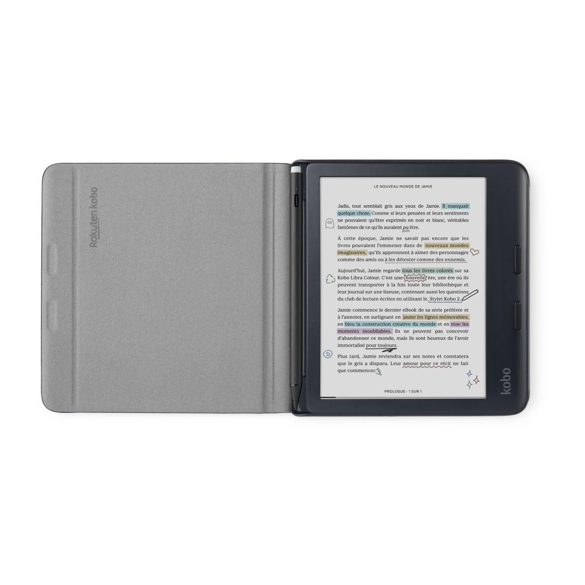Voir la diapositive 3 : kobo Pochette Libra Colour Cover Notebook Noir