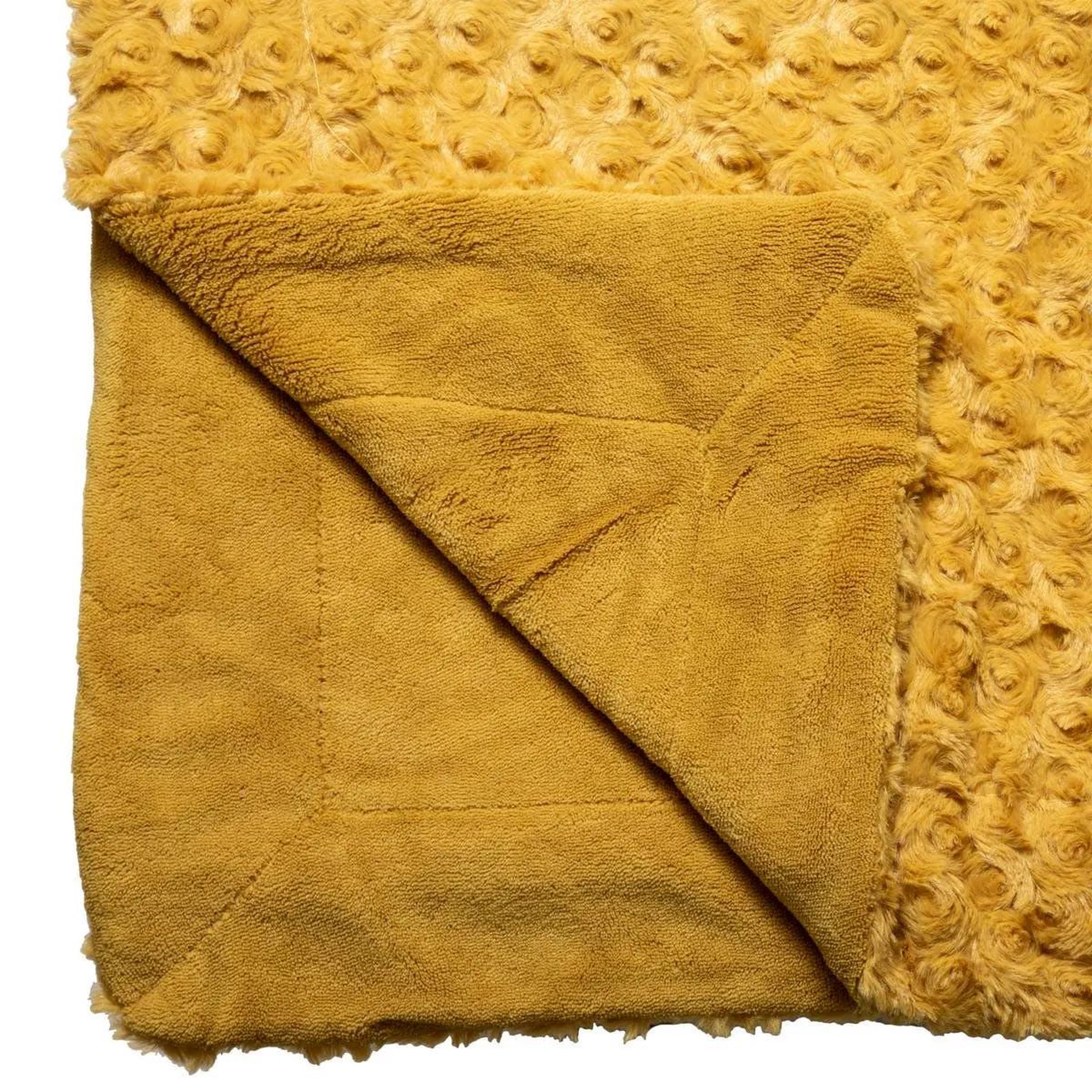 Voir la diapositive 2 : ATMOSPHERA Plaid imitation fourrure  bouclée  120x160cm ocre