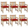 Voir la diapositive 1 : VIDAXL Chaises de jardin lot de 6 et coussins rouge bois teck solide