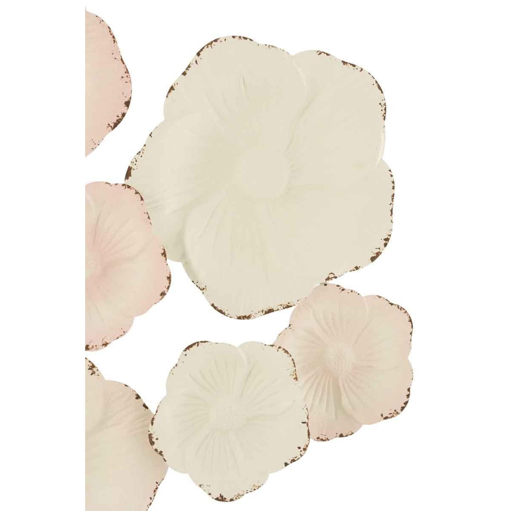 Voir la diapositive 3 : J-LINE Décoration Murale Métal  Fleurs  103cm Blanc & Rose