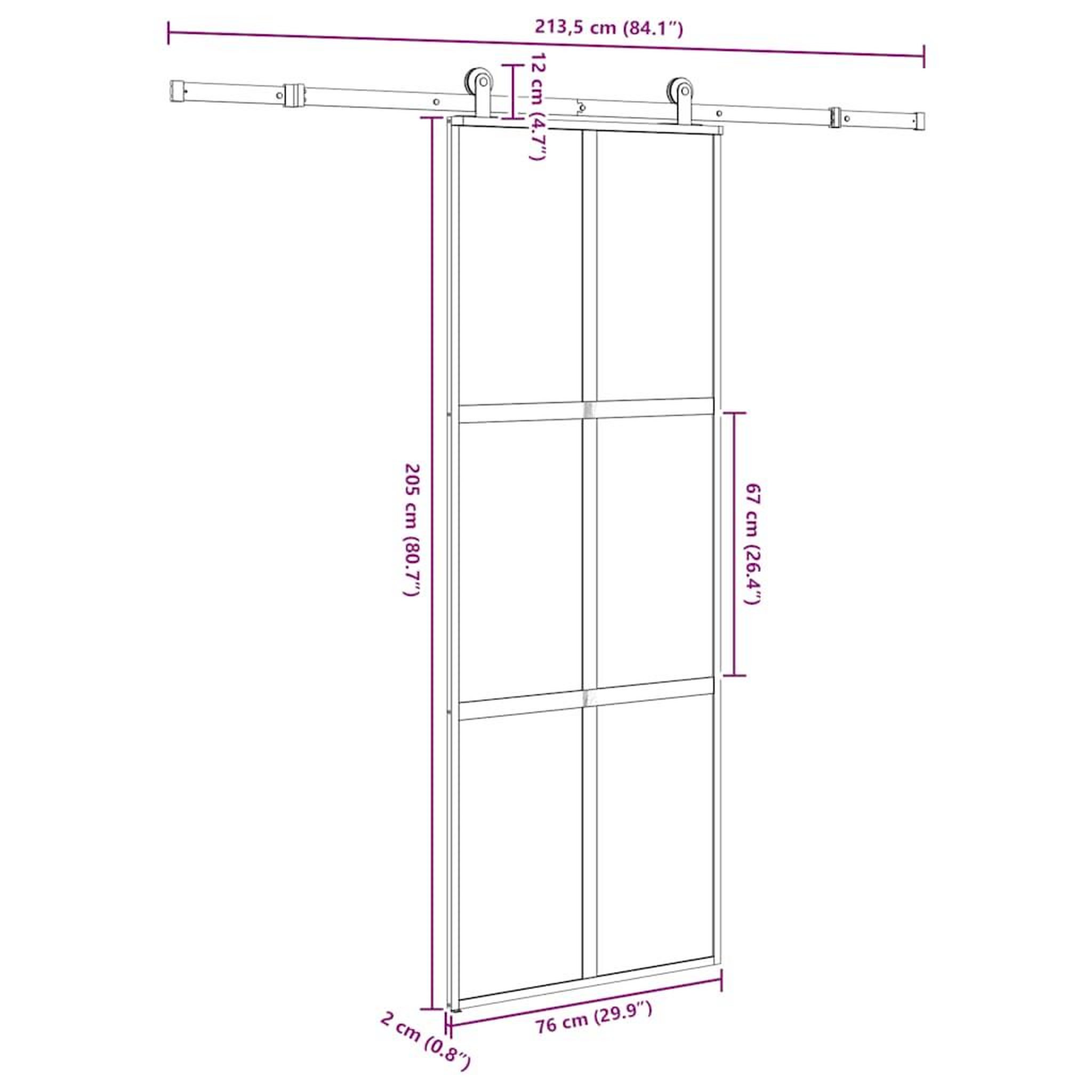 Voir la diapositive 6 : VIDAXL Porte coulissante kit de quincaillerie trempe verre aluminium