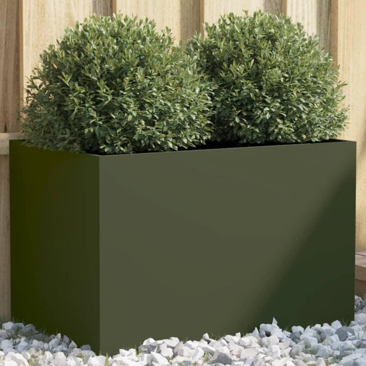 VIDAXL Jardiniere vert olive 62x40x39 cm acier