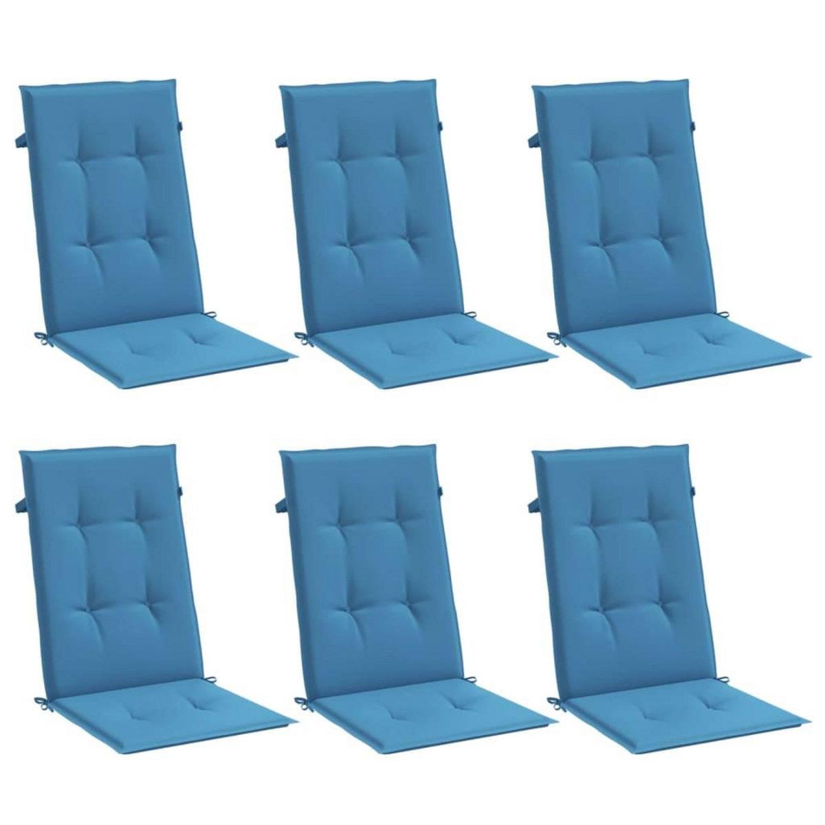 VIDAXL Coussins de chaise a dossier haut lot de 6 bleu melange tissu