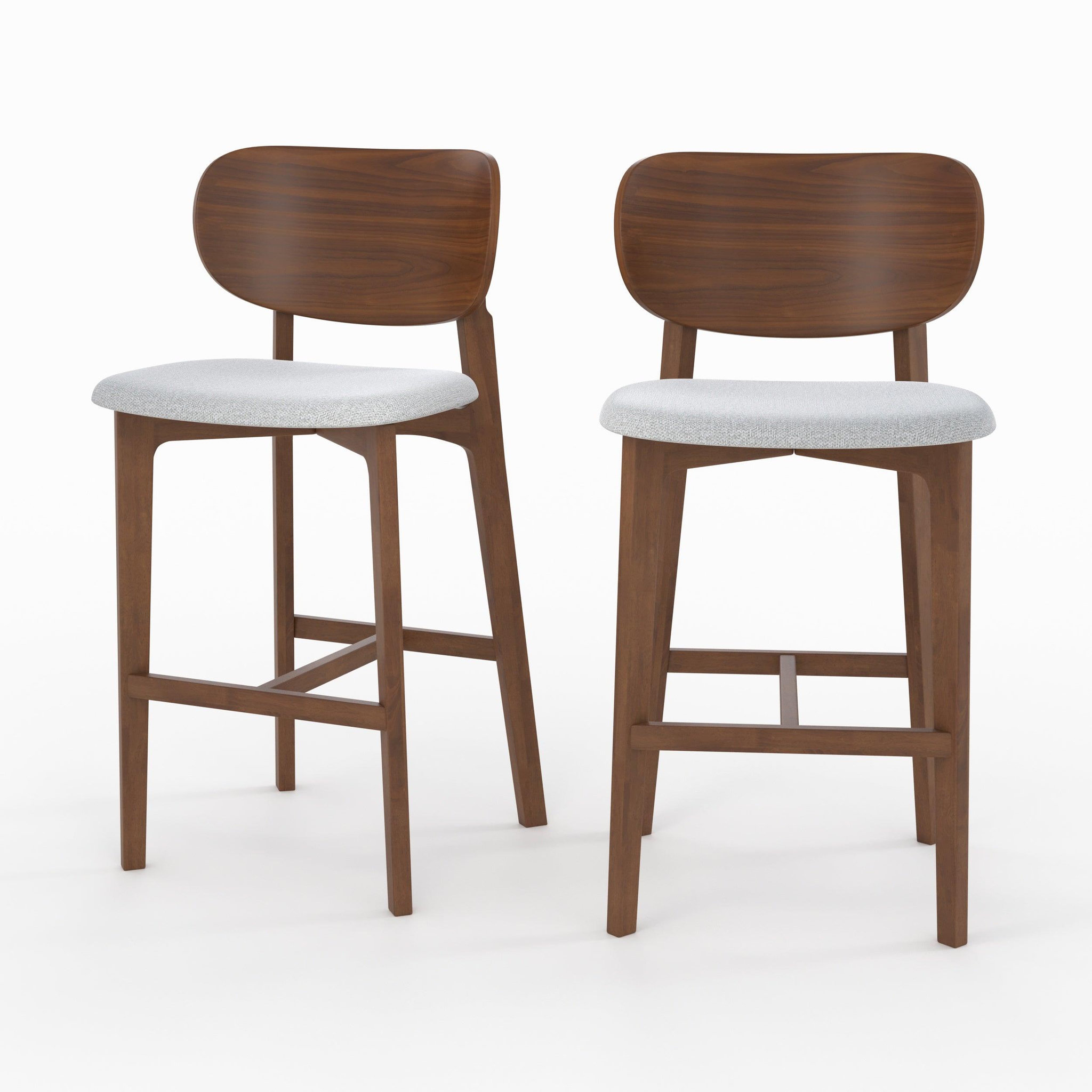 MAISON PAVANE Lot de 2 chaises pour îlot central 66 cm en bois et tissu gris clair-aria