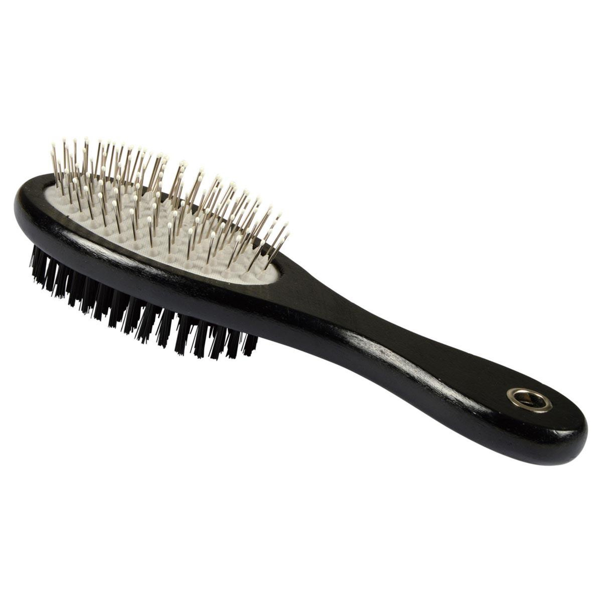 LOVE STORY Brosse de toilettage en bois  double face  25cm noir