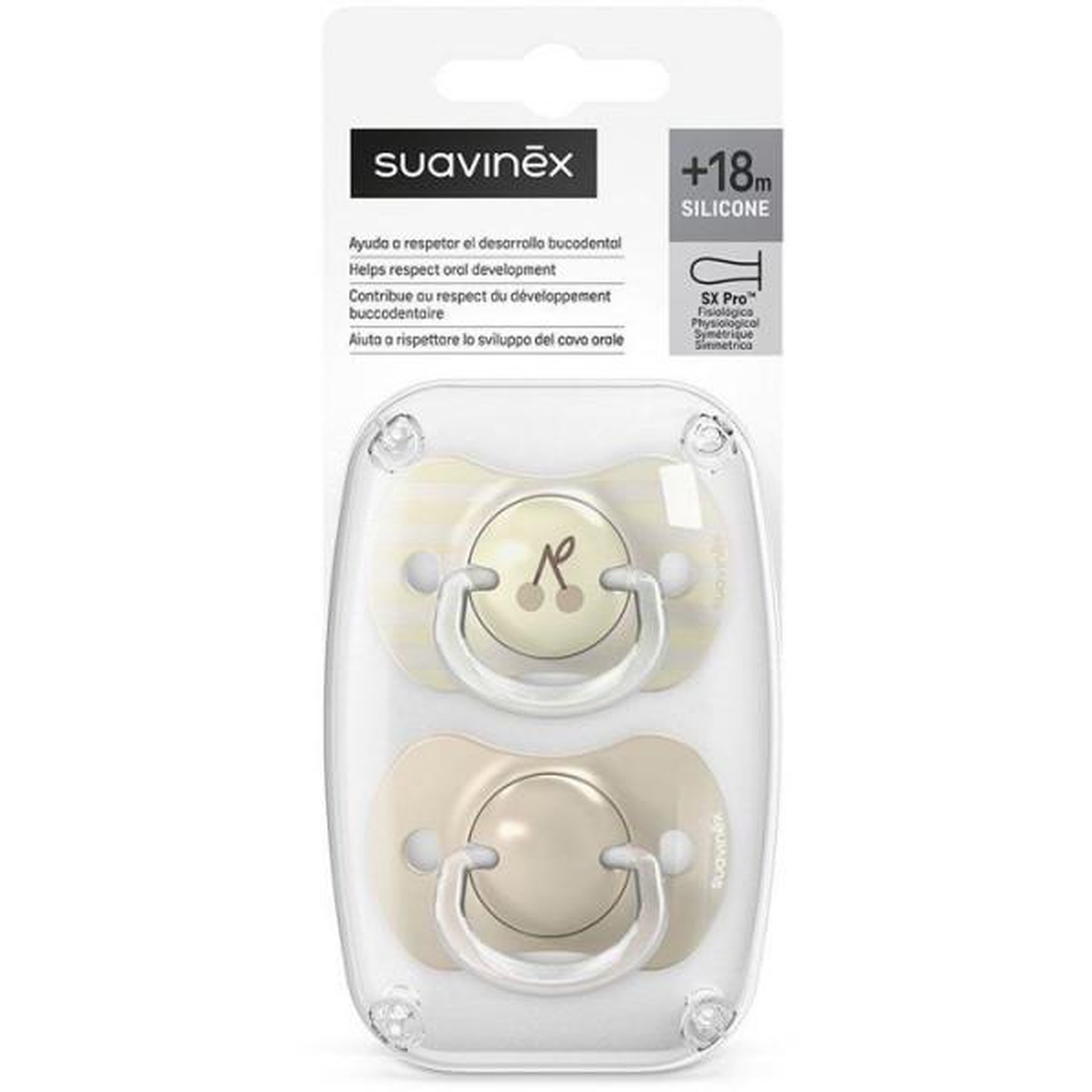 Voir la diapositive 5 : Suavinex Lot de 2 sucettes symétriques - SUAVINEX - Birdies - SX Pro - 18 mois et plus - Beige
