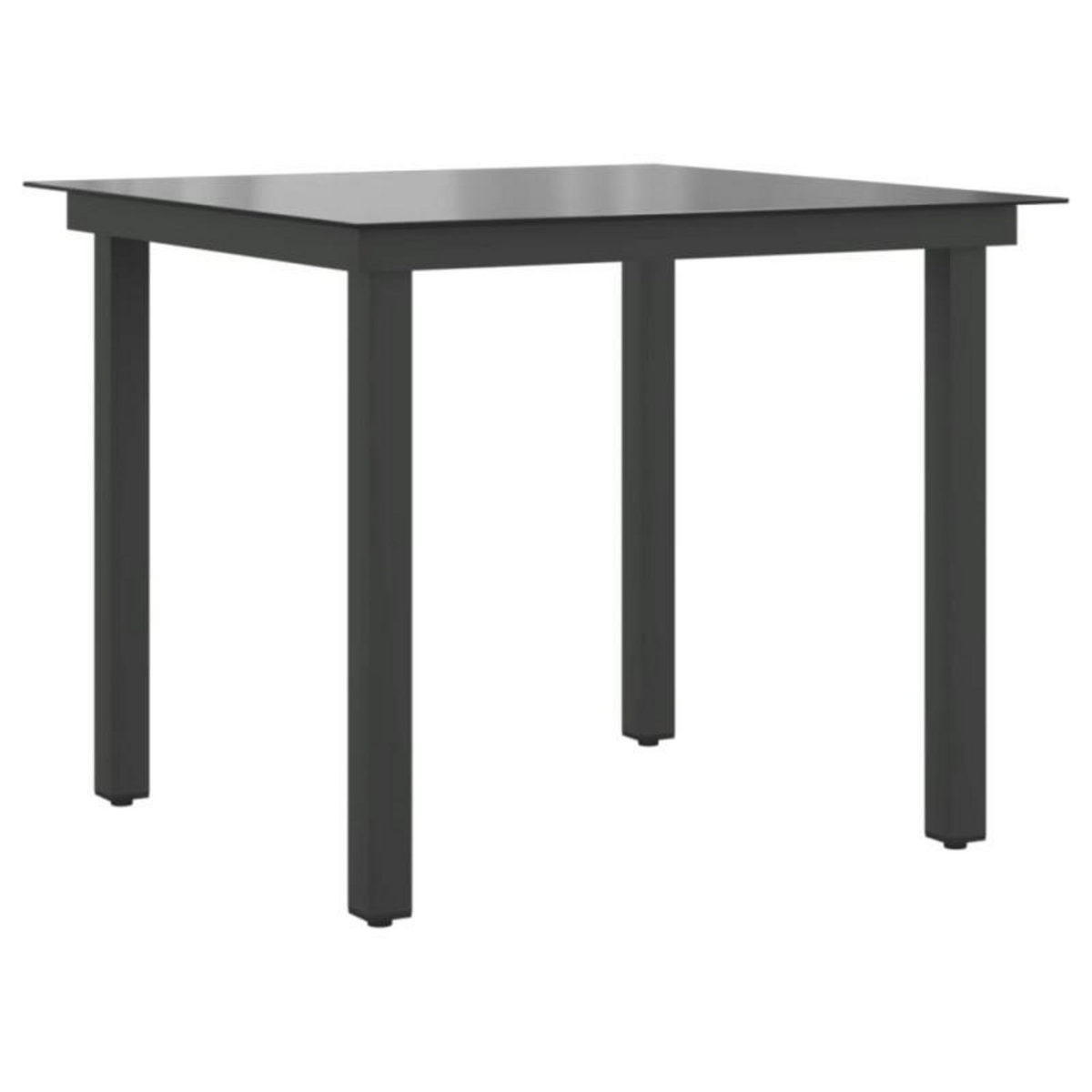 VIDAXL Table de jardin Noir 80x80x74 cm Aluminium et verre