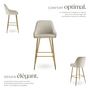 Voir la diapositive 3 : tectake Tabouret de bar en aspect velours rembourré crème/or Ensemble de 2 pièces