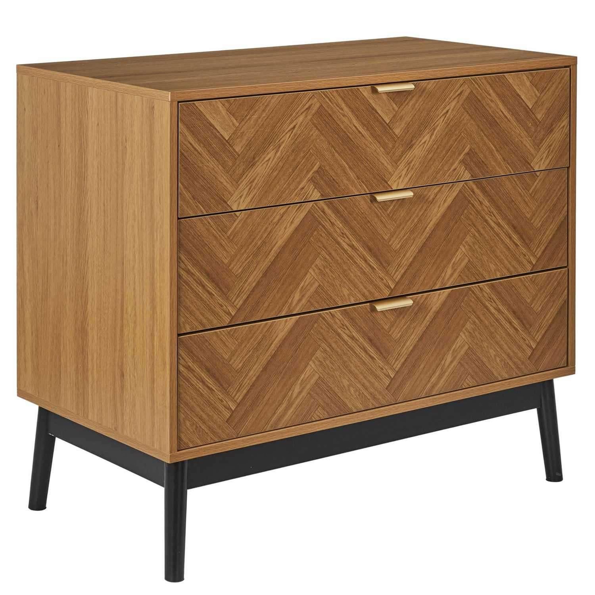 The Home Deco Factory Commode 3 tiroirs en bois felix - marron et noir