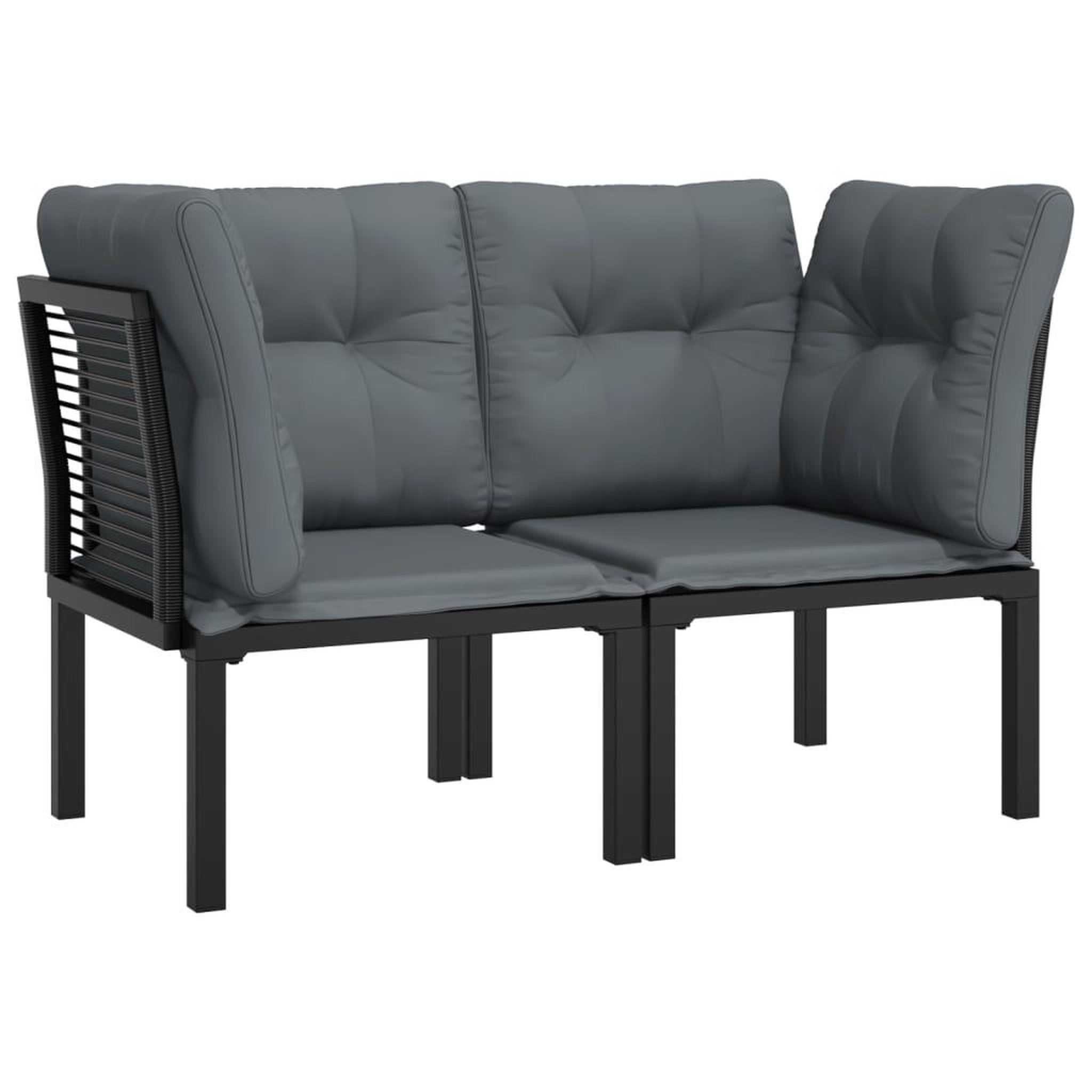 Voir la diapositive 2 : VIDAXL Chaises d'angle de jardin avec coussins lot de 2 noir/gris