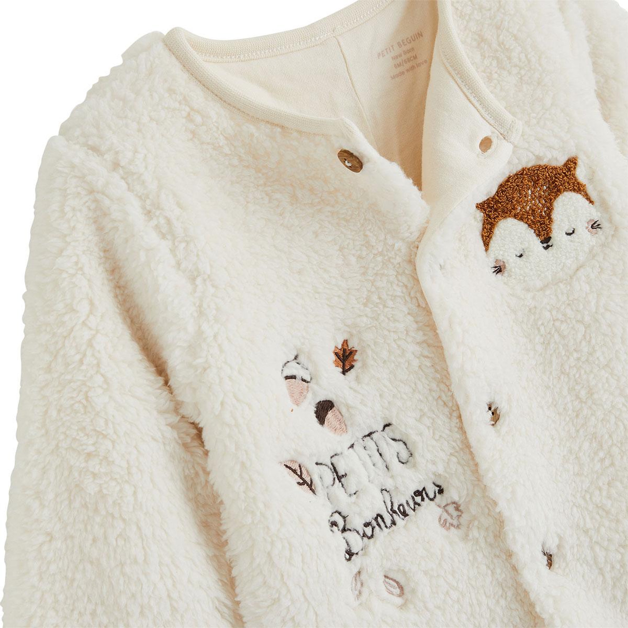 Voir la diapositive 3 : PETIT BEGUIN Surpyjama bébé en sherpa caramel