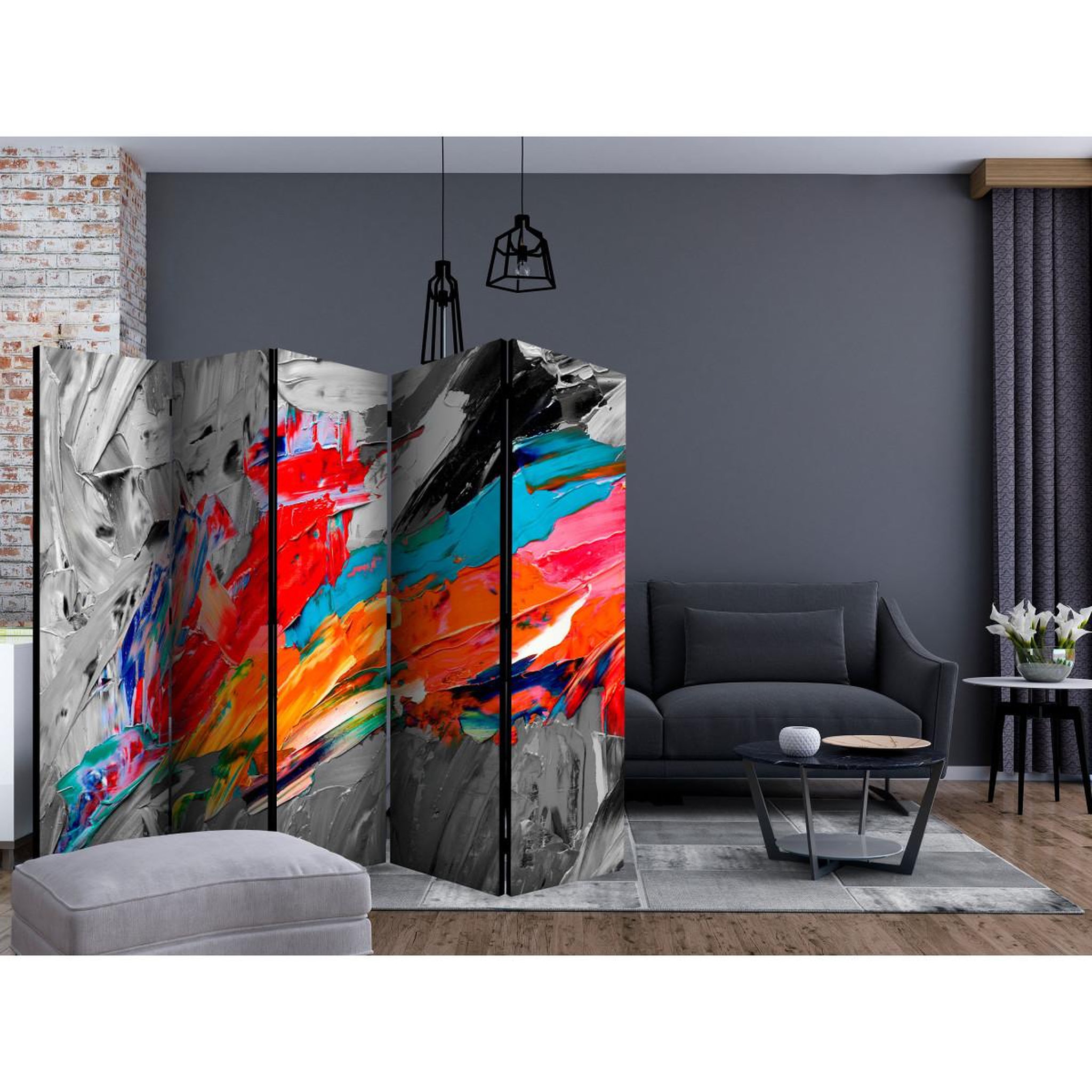Voir la diapositive 2 : Paris Prix Paravent 5 volets  fiery bird  172x225cm