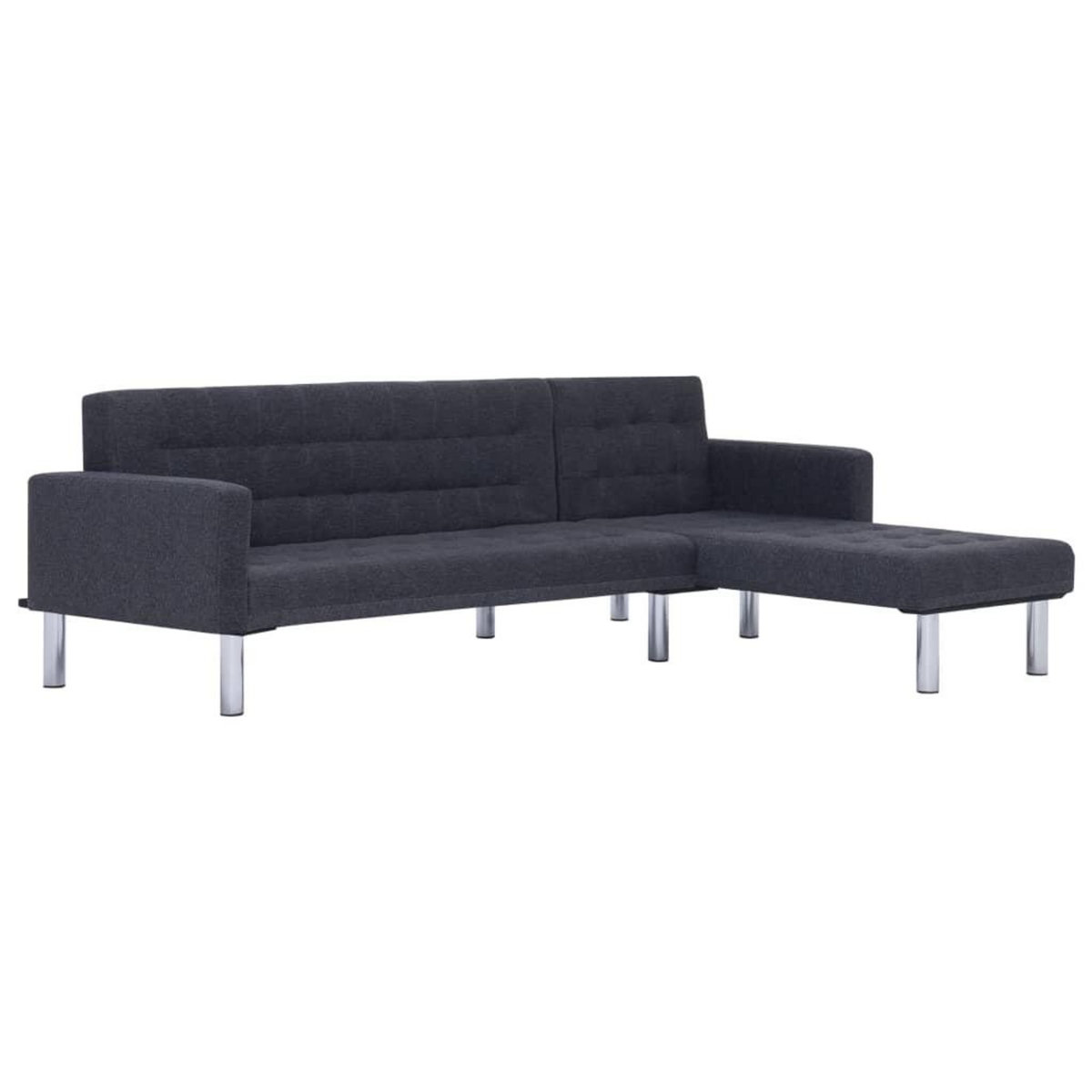 VIDAXL Canape-lit en forme de L Gris fonce Polyester