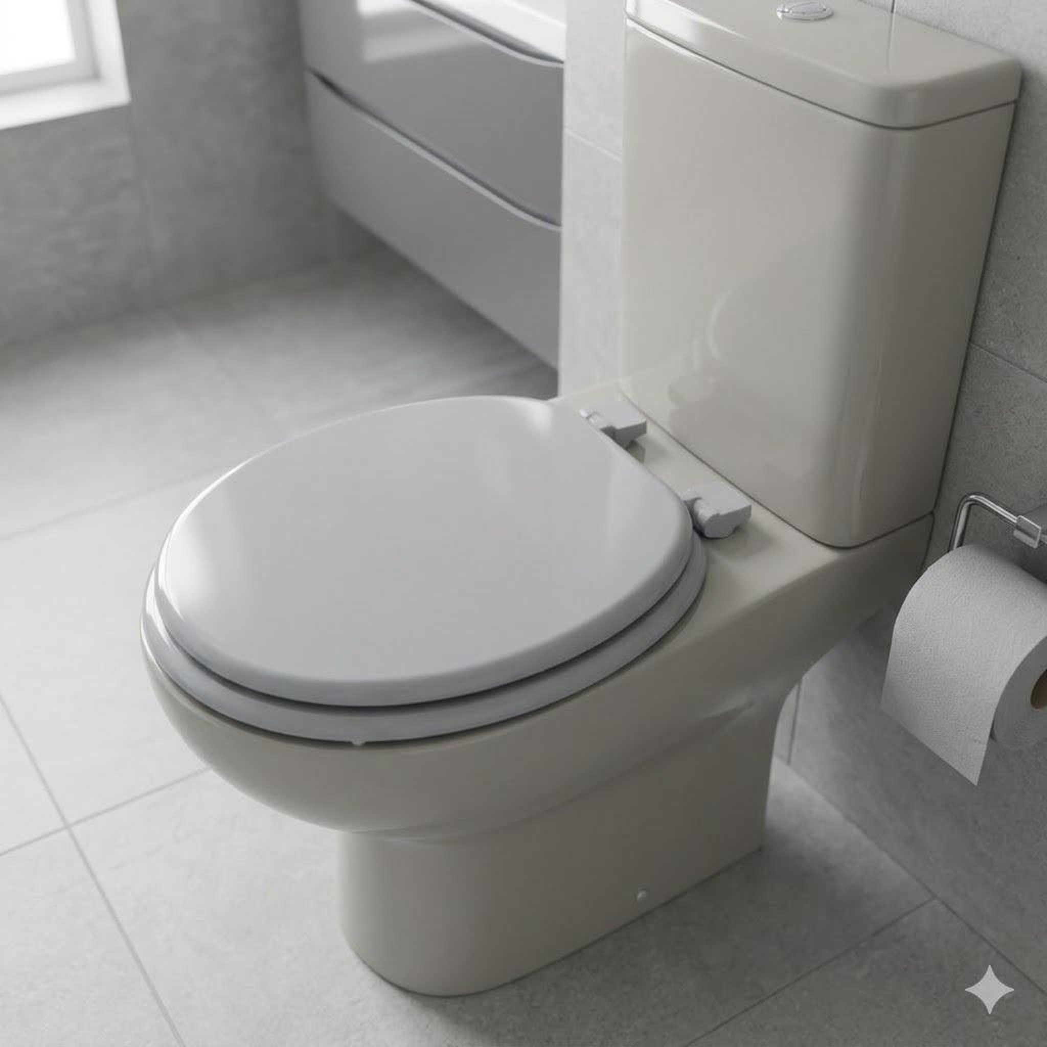 Voir la diapositive 3 : Eden Abattant wc gris mdf – charnières plastiques – 47 x 37 cm