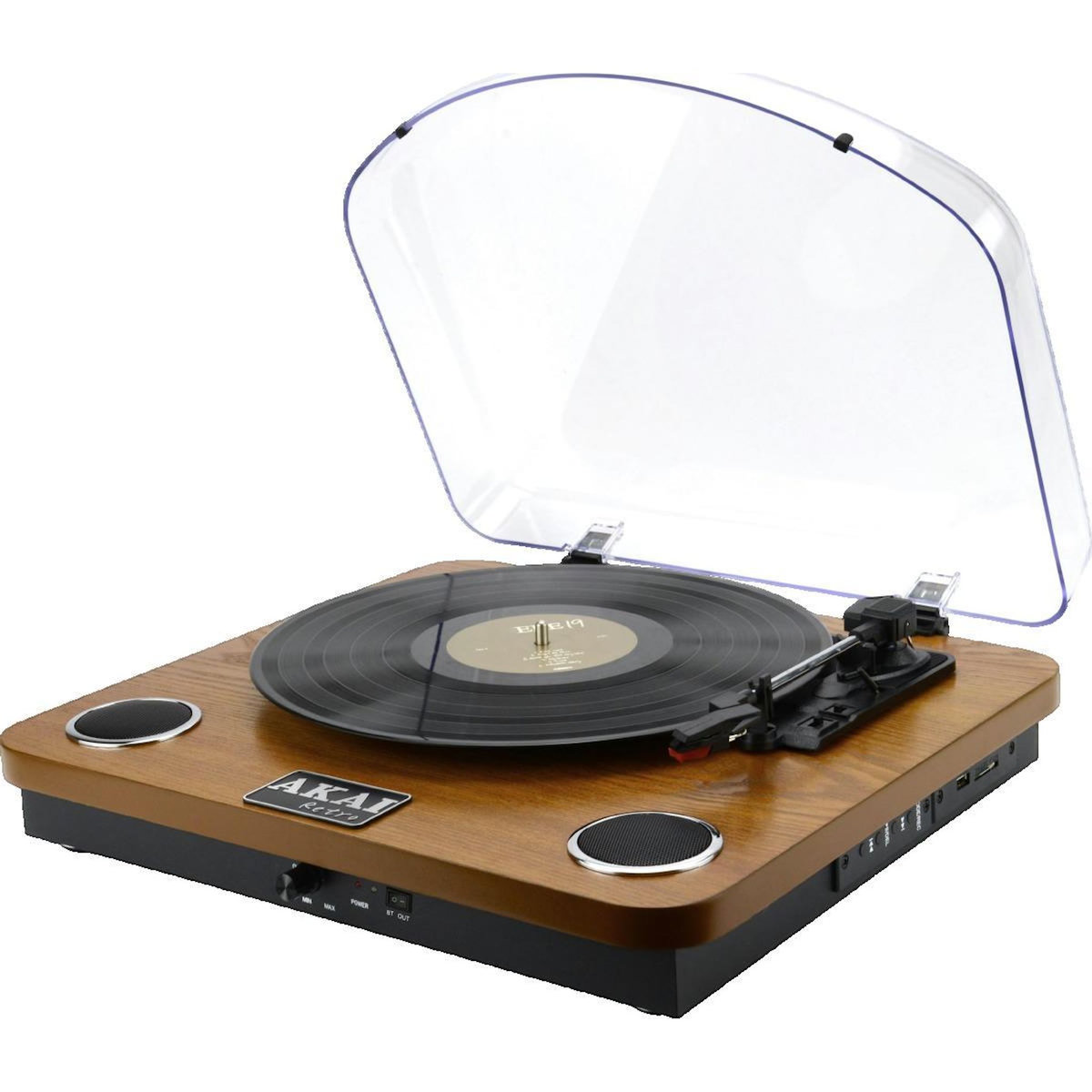 AKAI Platine vinyle Akai avec Bluetooth et finition bois rubis