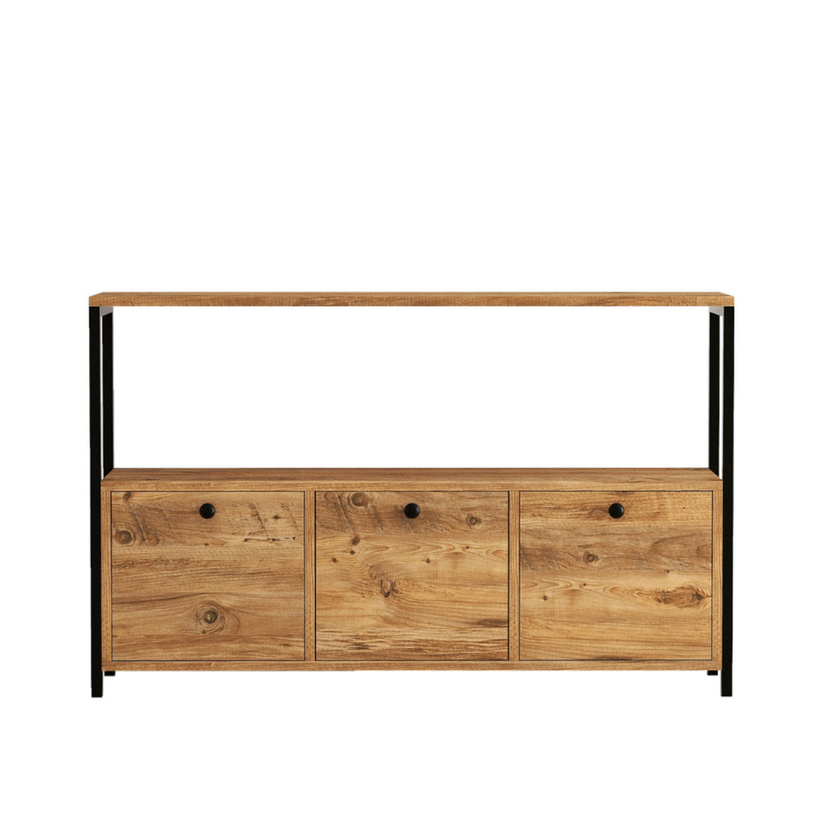 CONCEPT USINE Buffet 3 portes style industriel bois-noir DRAGOR