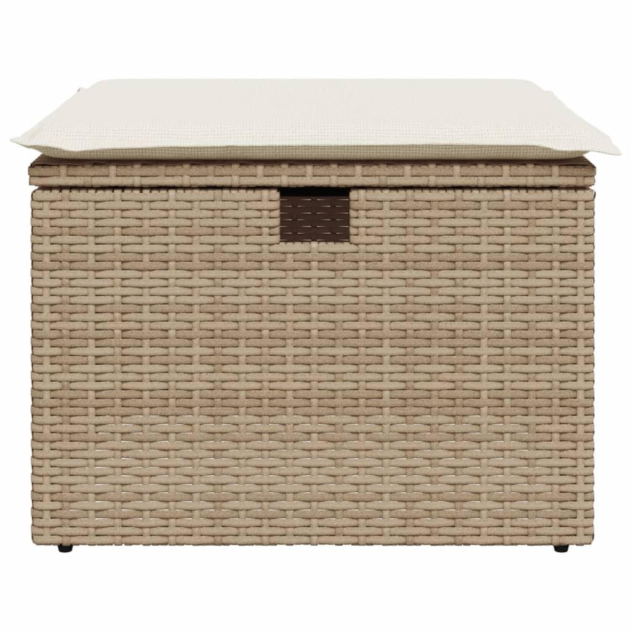 Voir la diapositive 4 : VIDAXL Tabouret de jardin avec coussin beige 55x55x37cm resine tressee