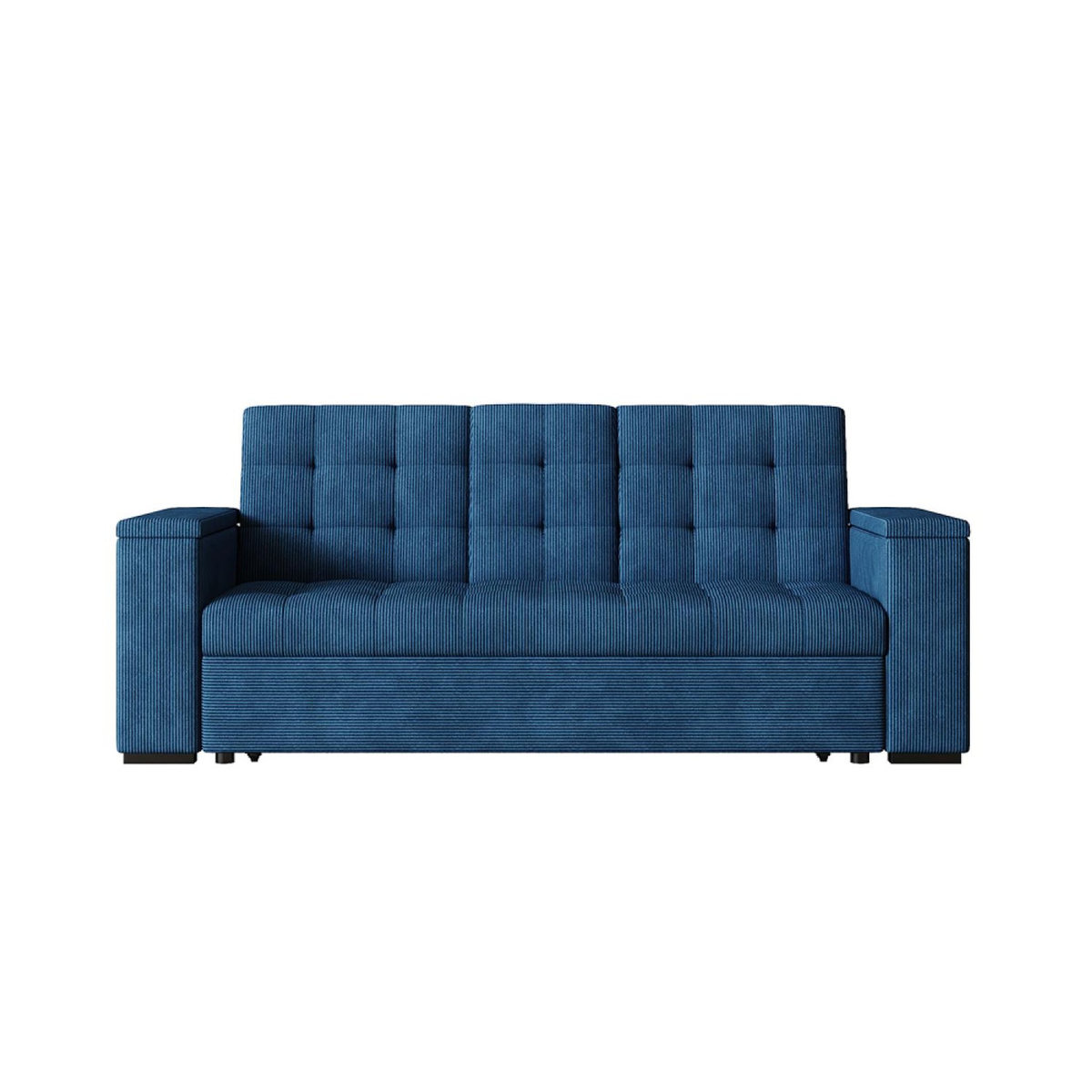CONCEPT USINE Canapé 3 places convertibles bleu velours côtelé NOHO