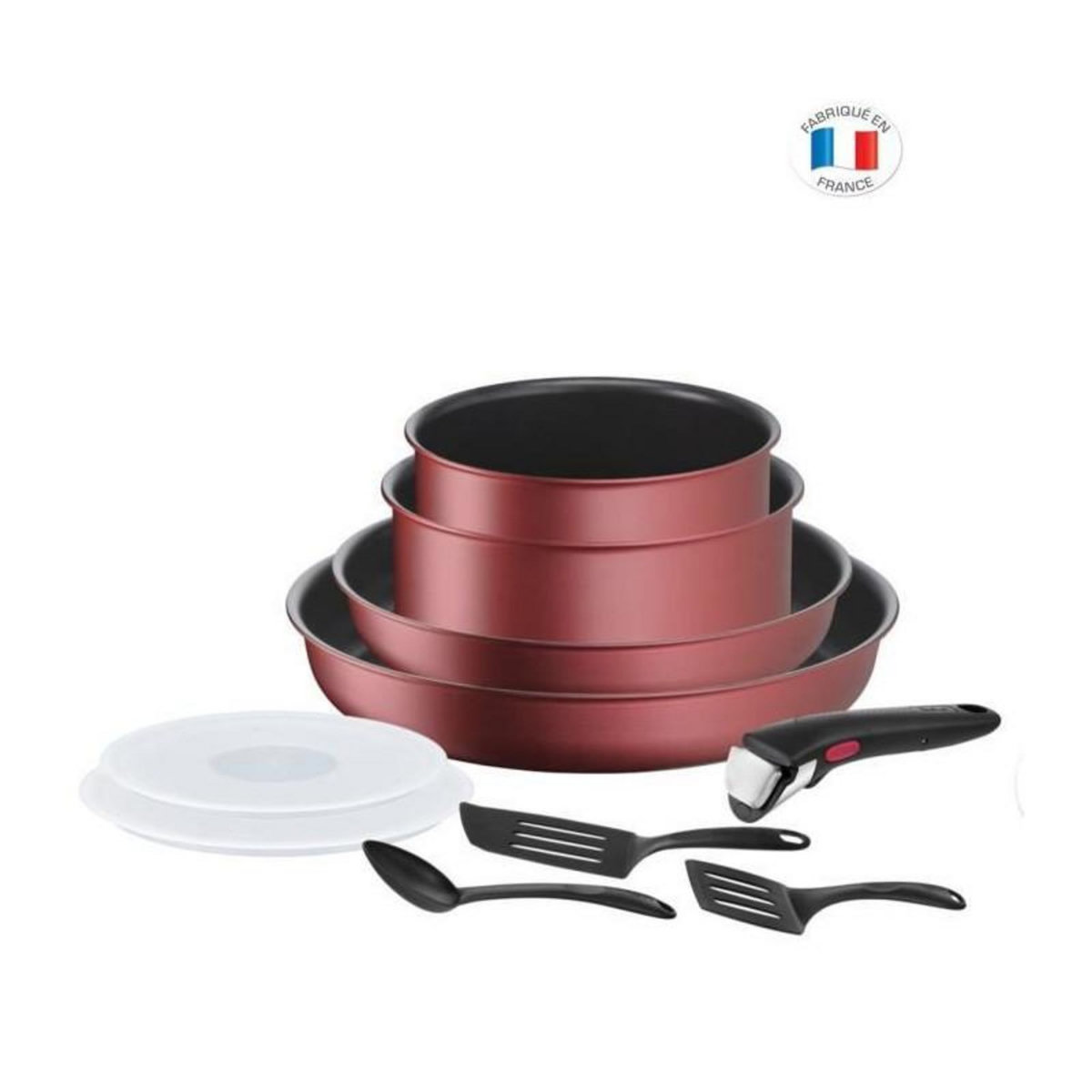 TEFAL TEFAL L3989502 INGENIO DAILY CHEF Rouge Surprise Set 10 pieces, revetement antiadhésif, tous feux dont induction
