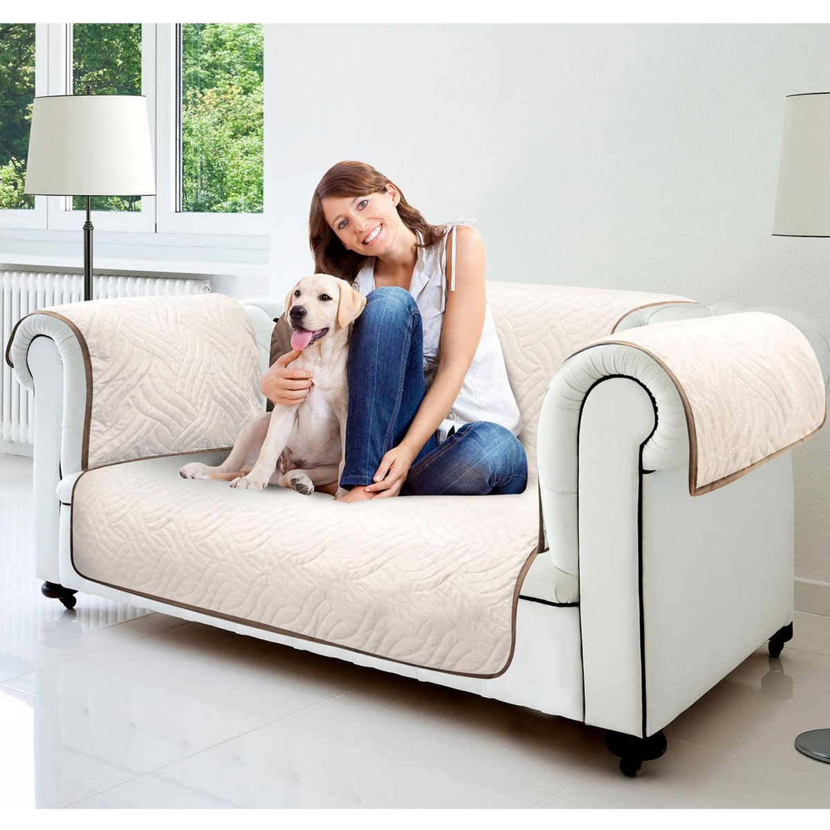 STARLYF SOFA COVER Housse de protection réversible pour canapé 2 places