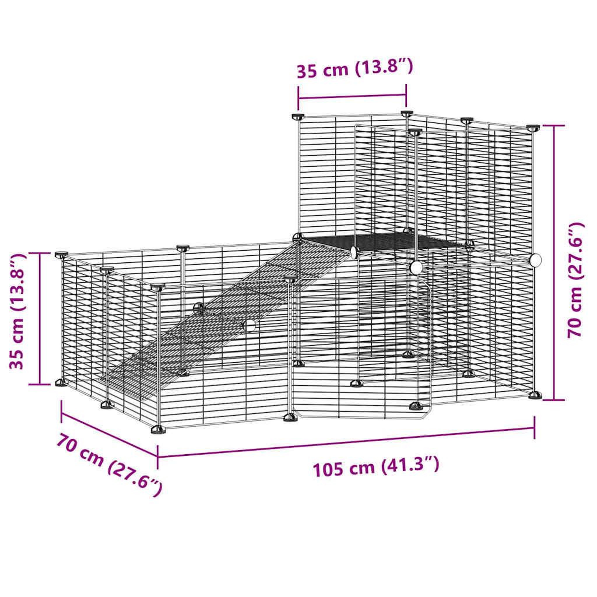 Voir la diapositive 4 : VIDAXL Cage animaux de compagnie a 20 panneaux et porte Noir 35x35 cm