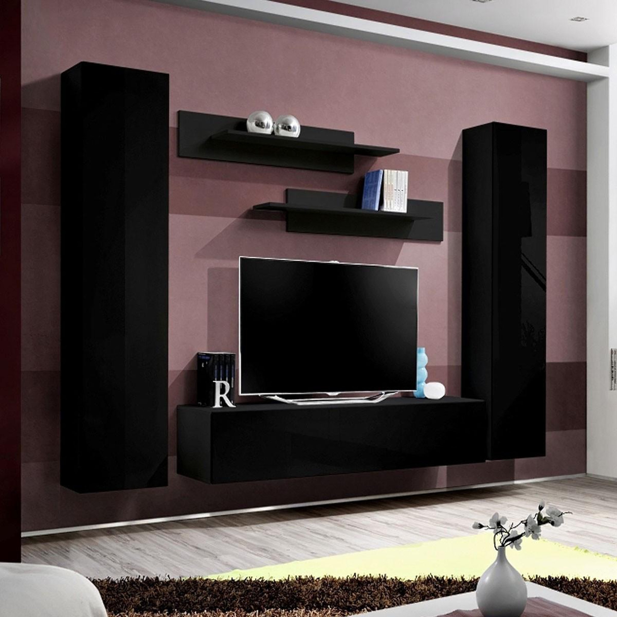 Paris Prix Ensemble meuble tv mural  fly a1  260cm noir
