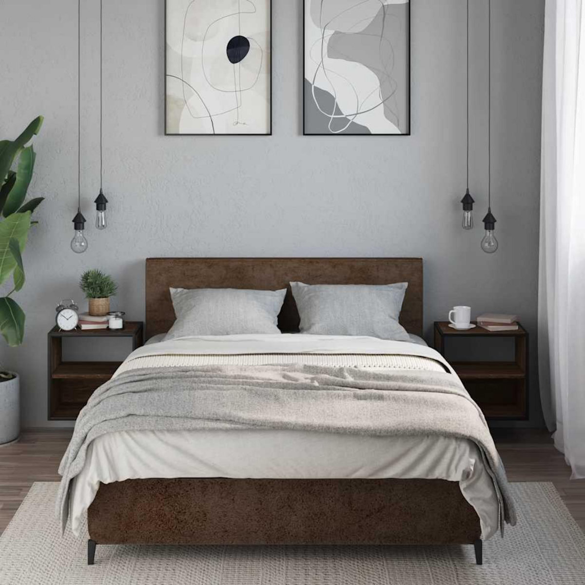 VIDAXL Tables de chevet murales 2 pcs chene marron 40x31x39,5 cm