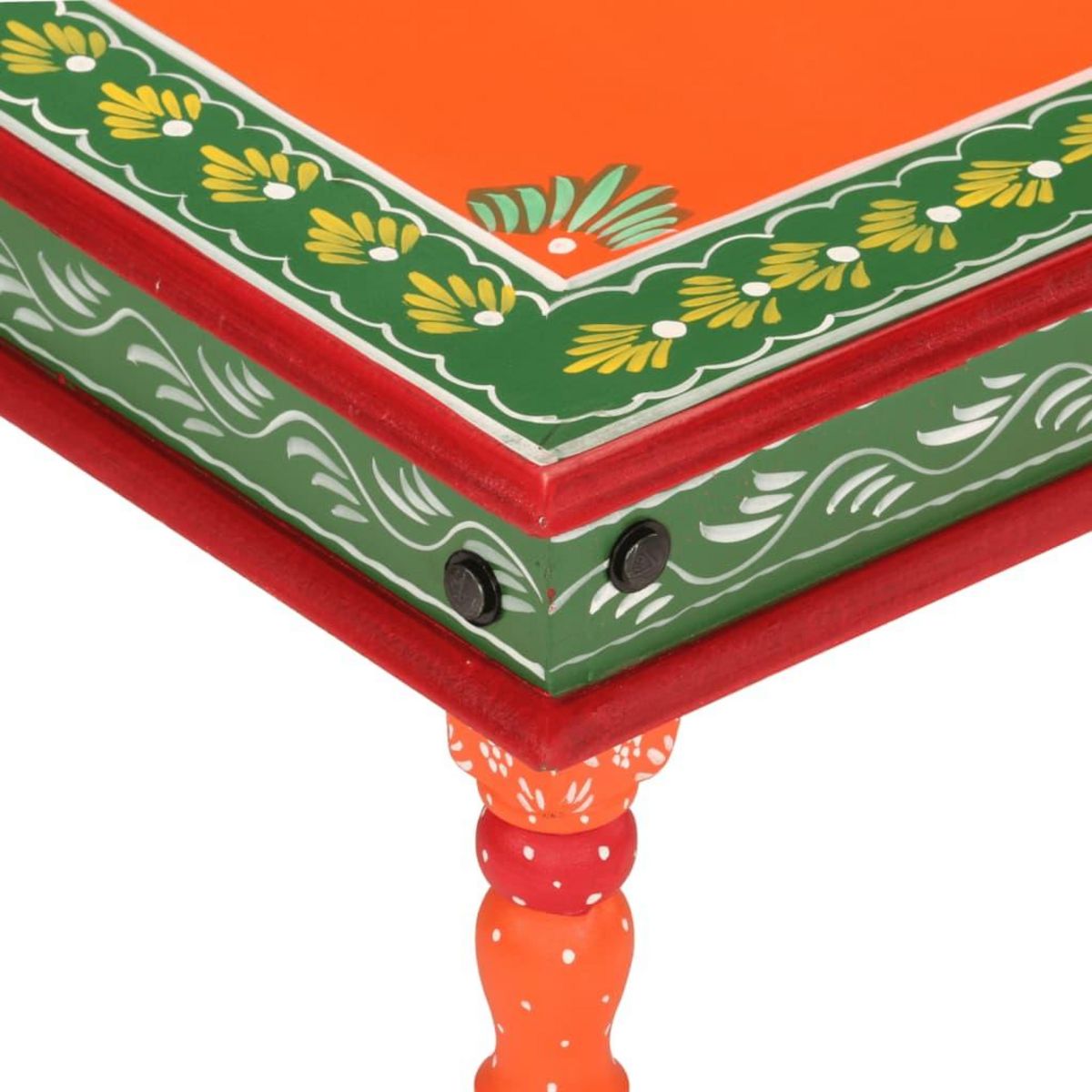 VIDAXL Table basse orange bois de manguier massif peint a la main