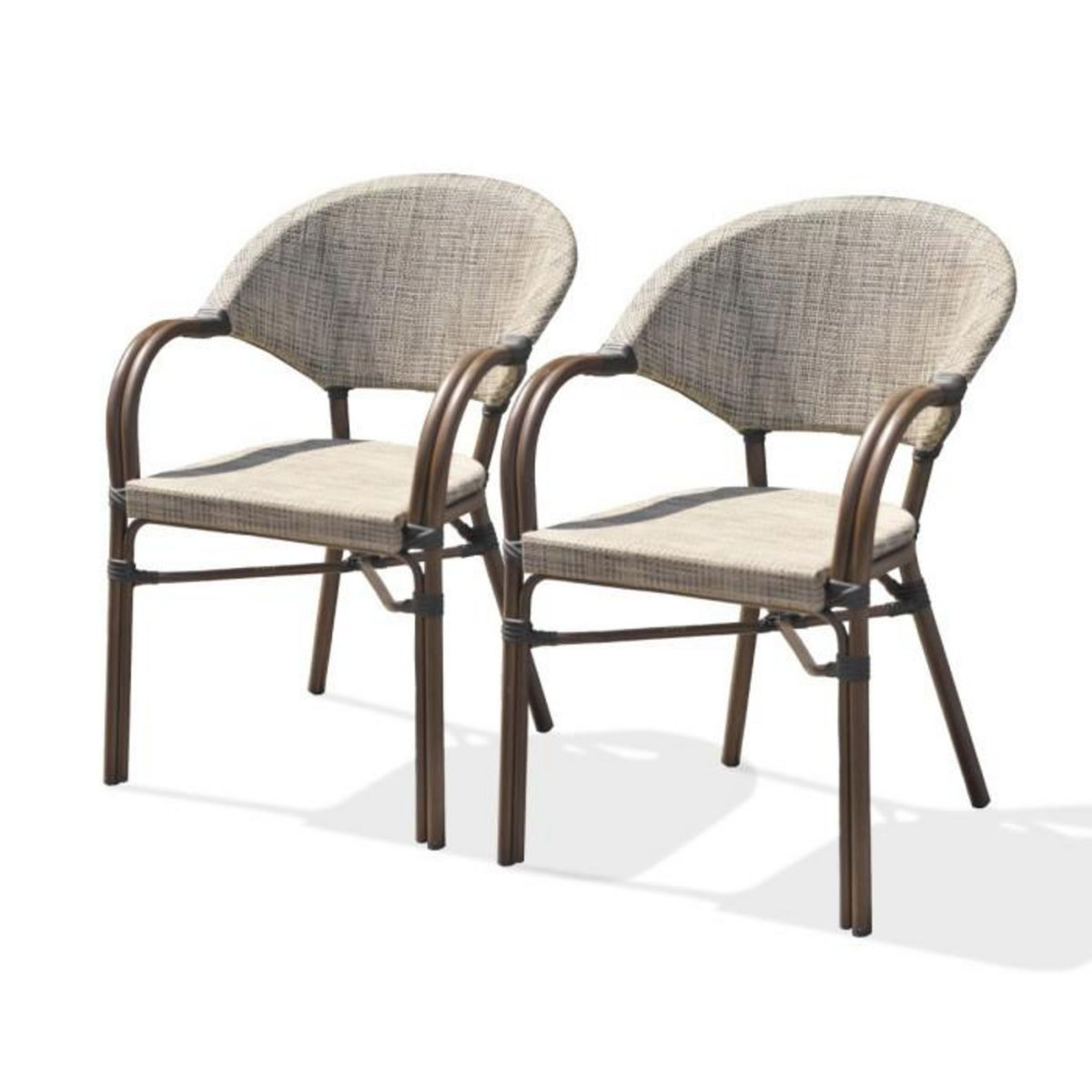 Paris Prix Lot de 2 Fauteuils de Jardin Empilables  Ushuaia  85cm Marron
