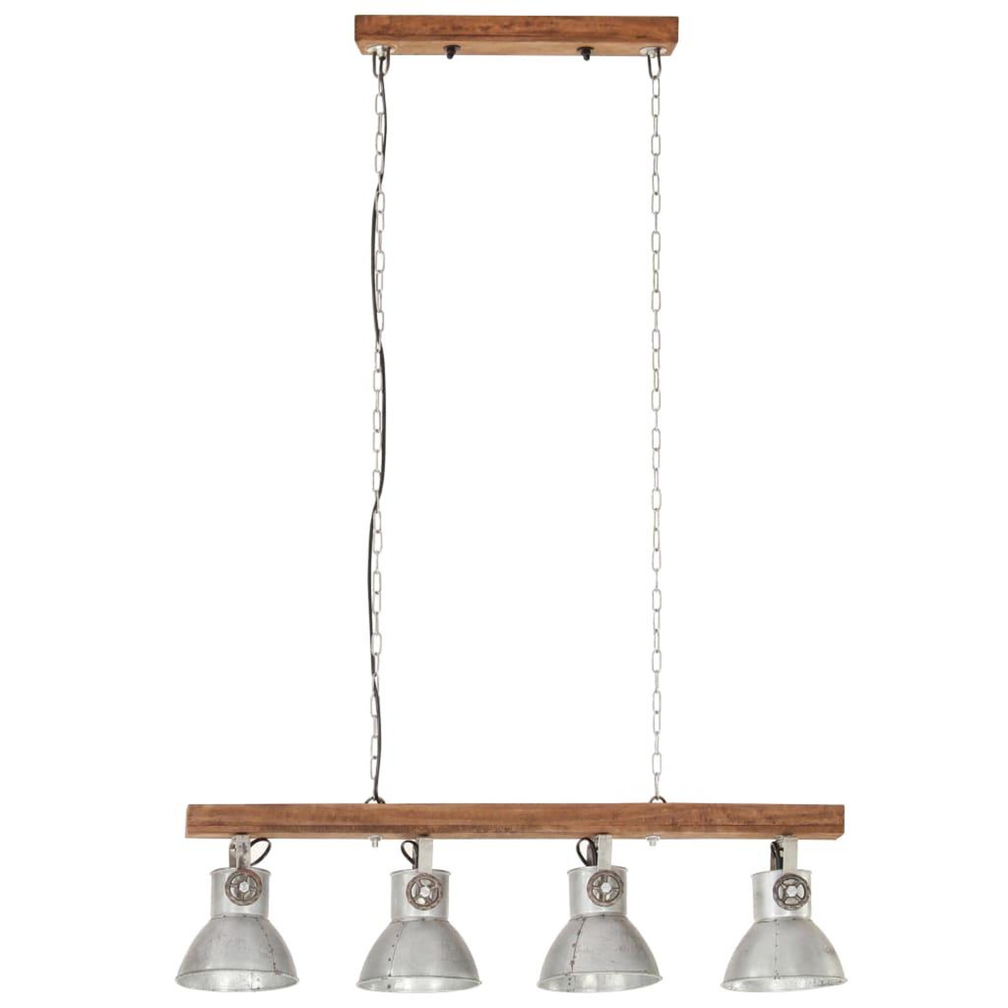 Voir la diapositive 4 : VIDAXL Plafonnier industriel Argente E27 Bois de manguier