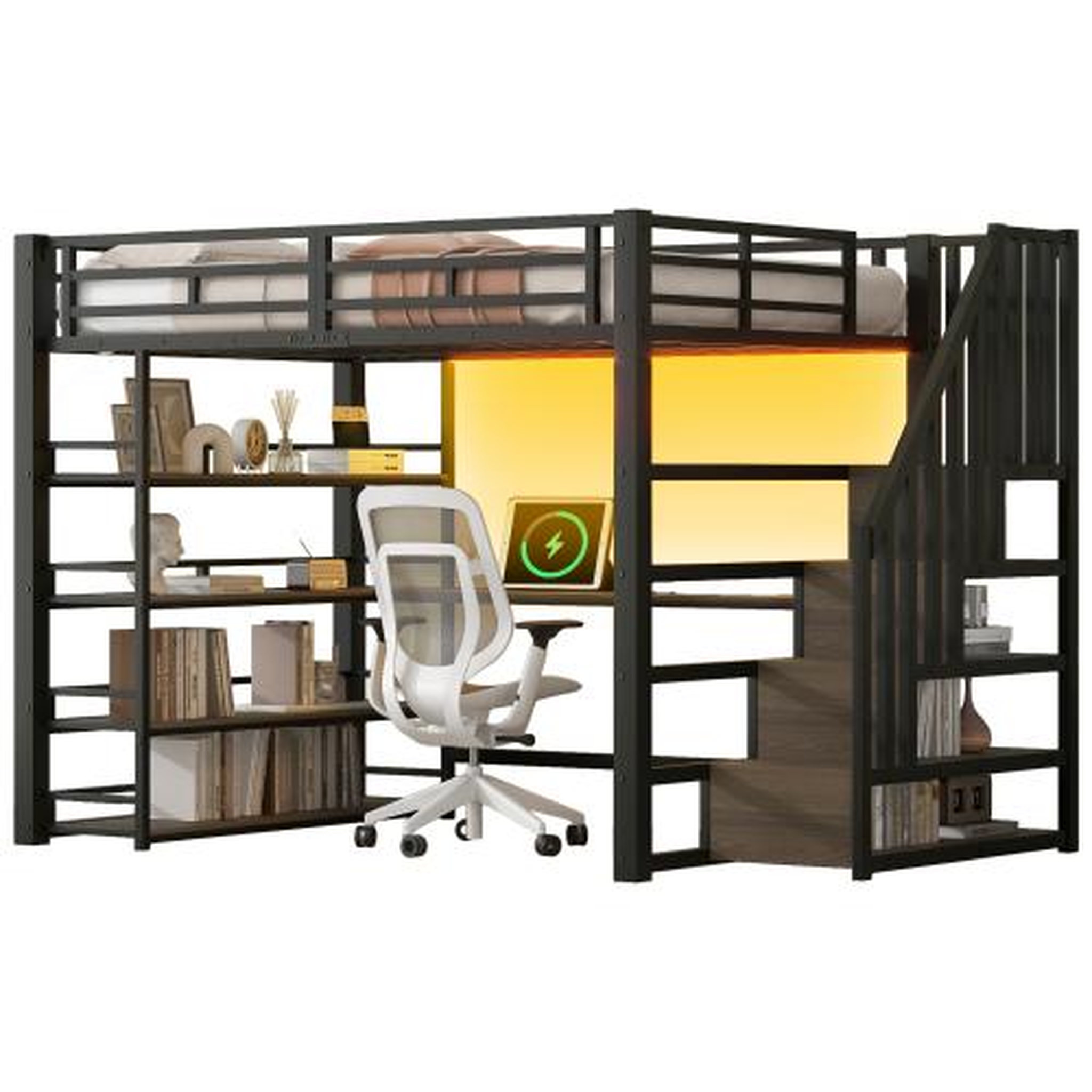 MERAX Lit mezzanine. Coloris disponibles : Noir