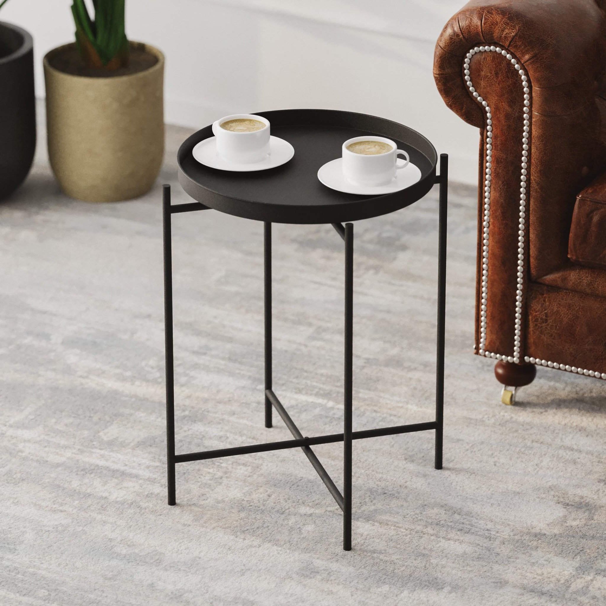 Voir la diapositive 2 : Habitat et Jardin Table basse en métal  sheby  46 x 46 x 56 cm - noir