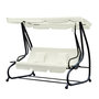 Voir la diapositive 1 : OUTSUNNY Balancelle de jardin 3 places convertible toit inclinaison réglable 2 tablettes support acier époxy gris polyester crème